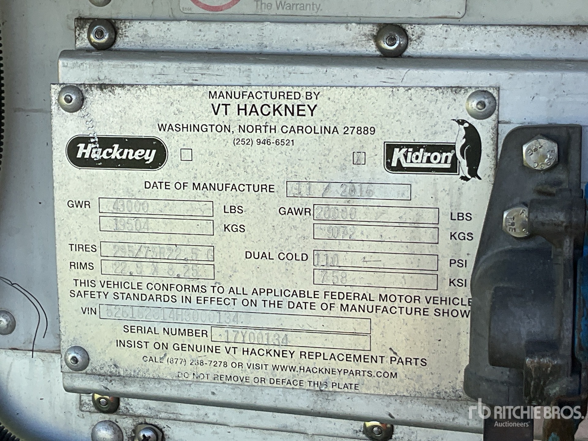 General Appearance with Serial Number / VIN