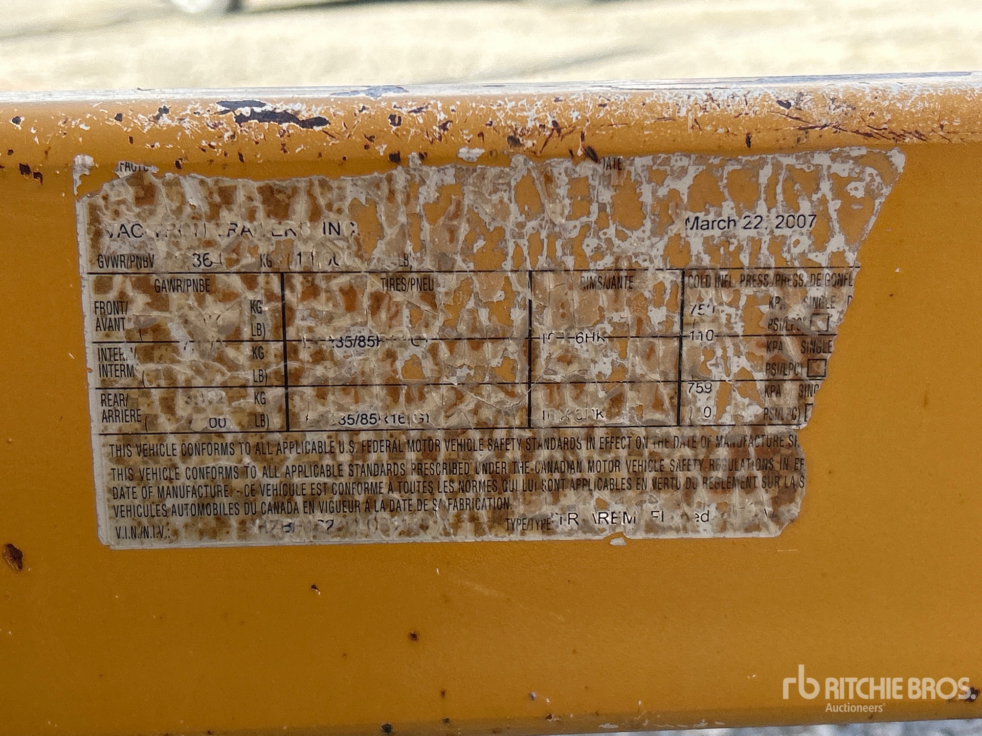 General Appearance with Serial Number / VIN