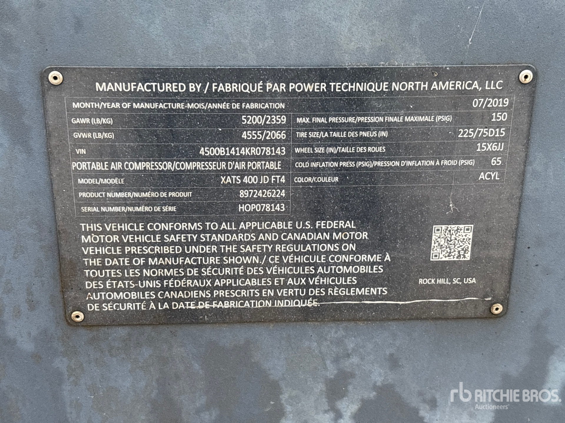 General Appearance with Serial Number / VIN