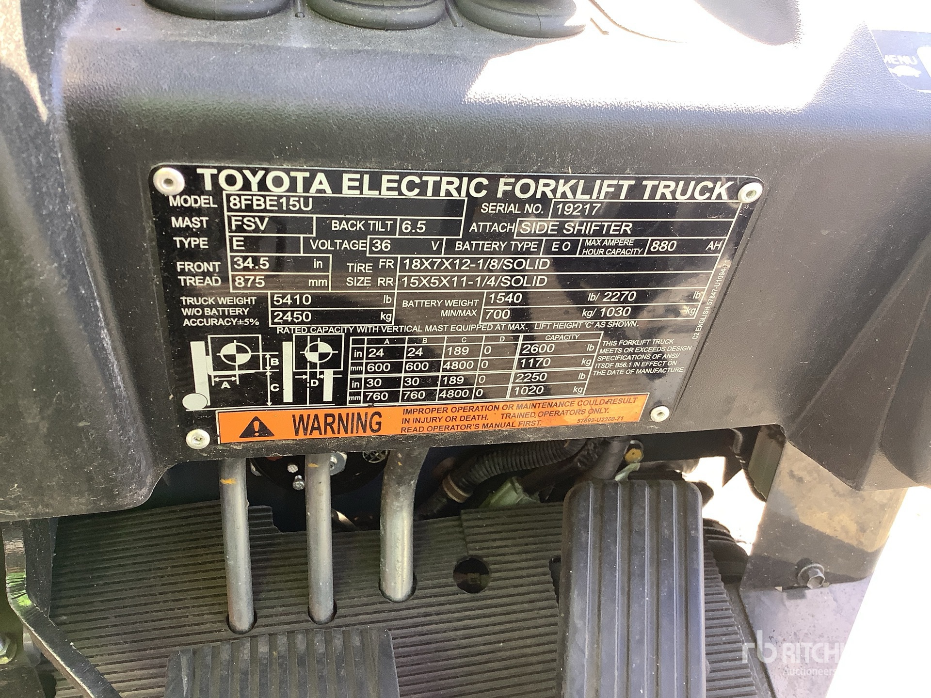 General Appearance with Serial Number / VIN