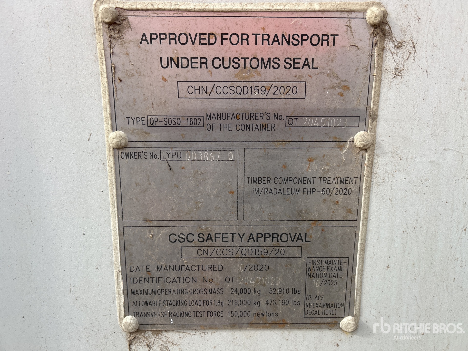 General Appearance with Serial Number / VIN