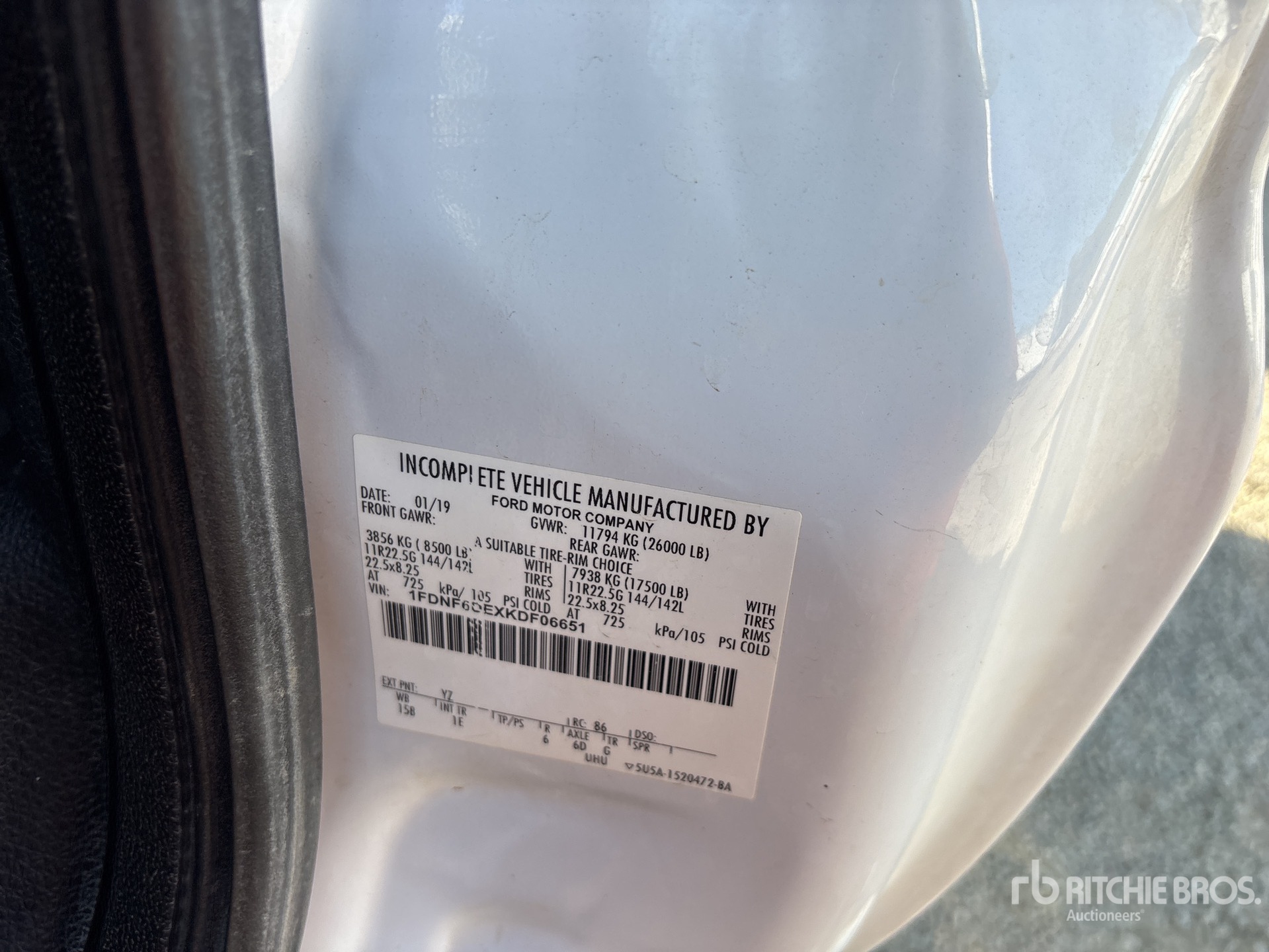 General Appearance with Serial Number / VIN
