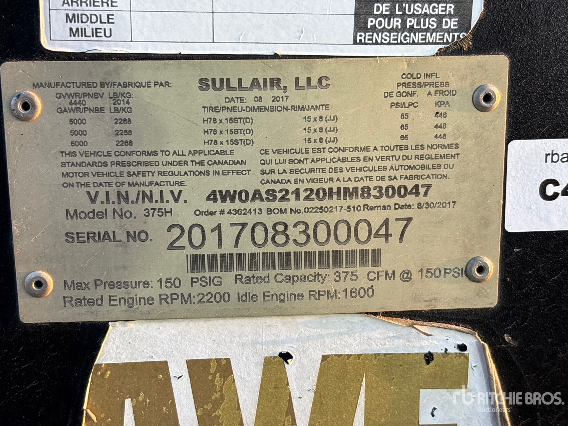 General Appearance with Serial Number / VIN