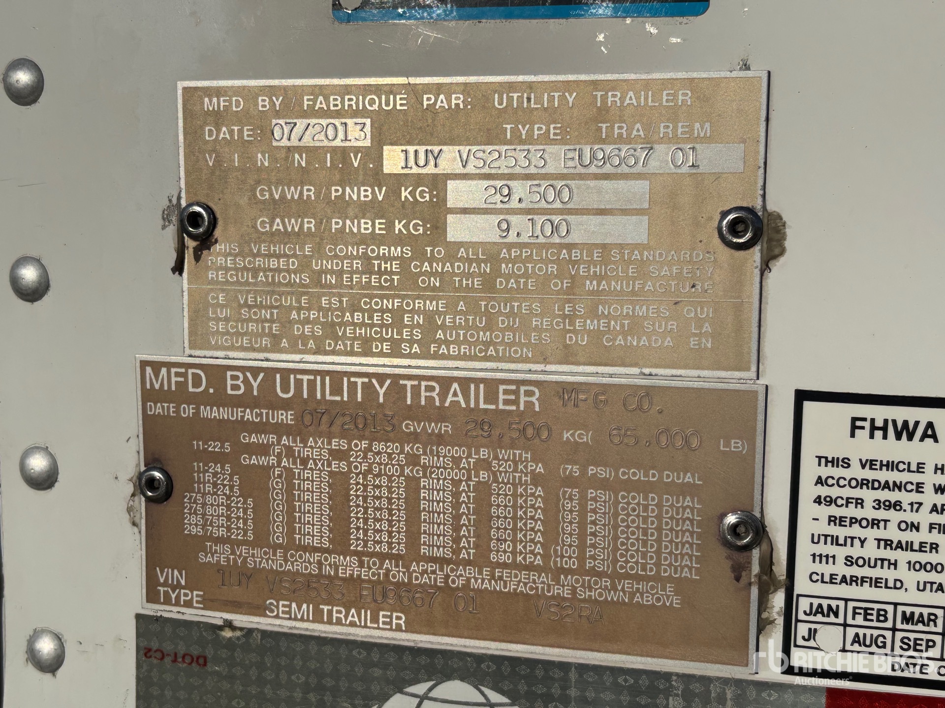 General Appearance with Serial Number / VIN