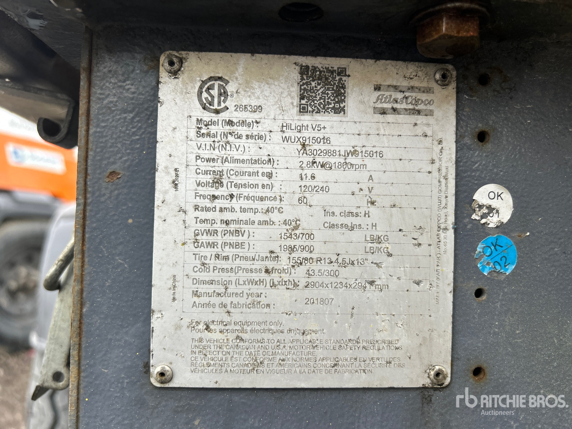 General Appearance with Serial Number / VIN