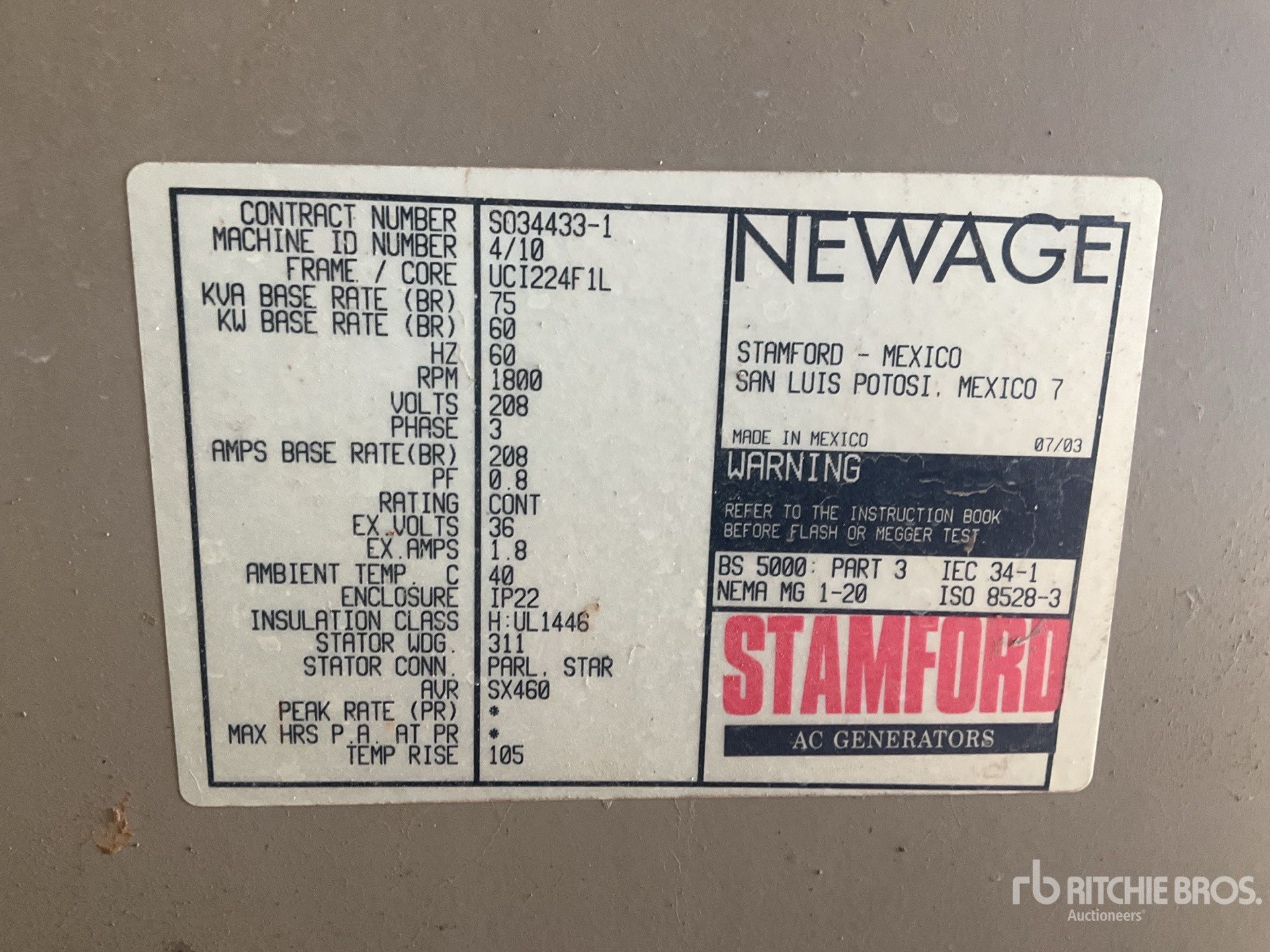 General Appearance with Serial Number / VIN