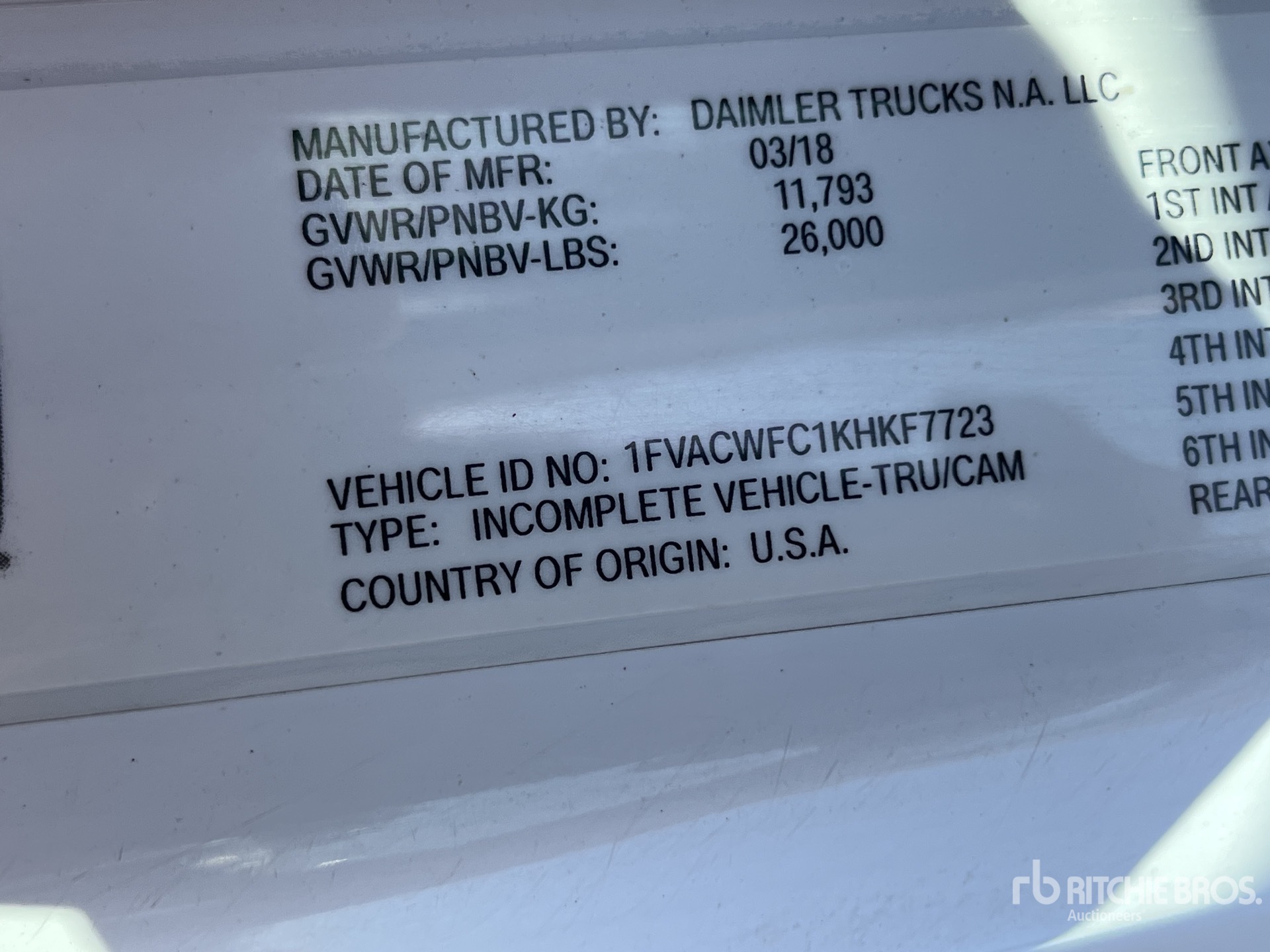 General Appearance with Serial Number / VIN