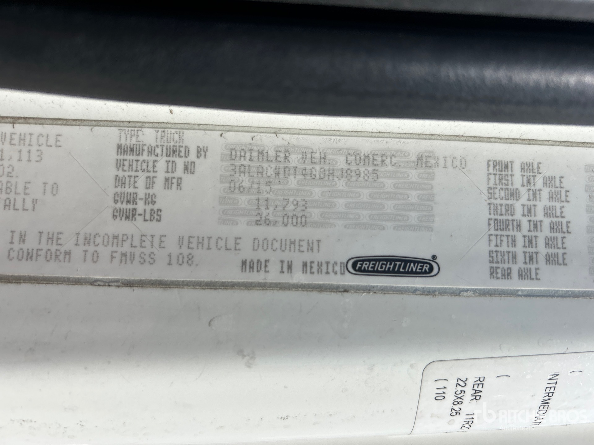 General Appearance with Serial Number / VIN
