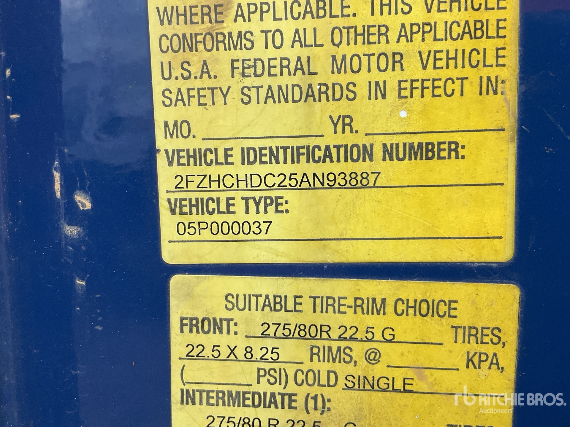 General Appearance with Serial Number / VIN