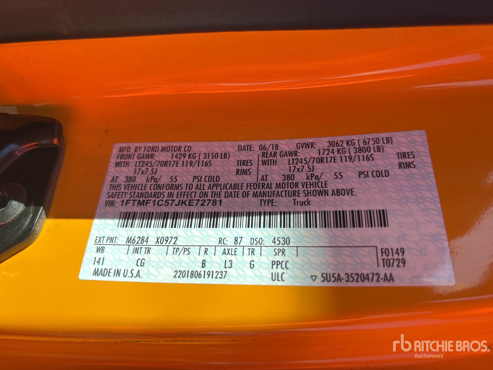 General Appearance with Serial Number / VIN