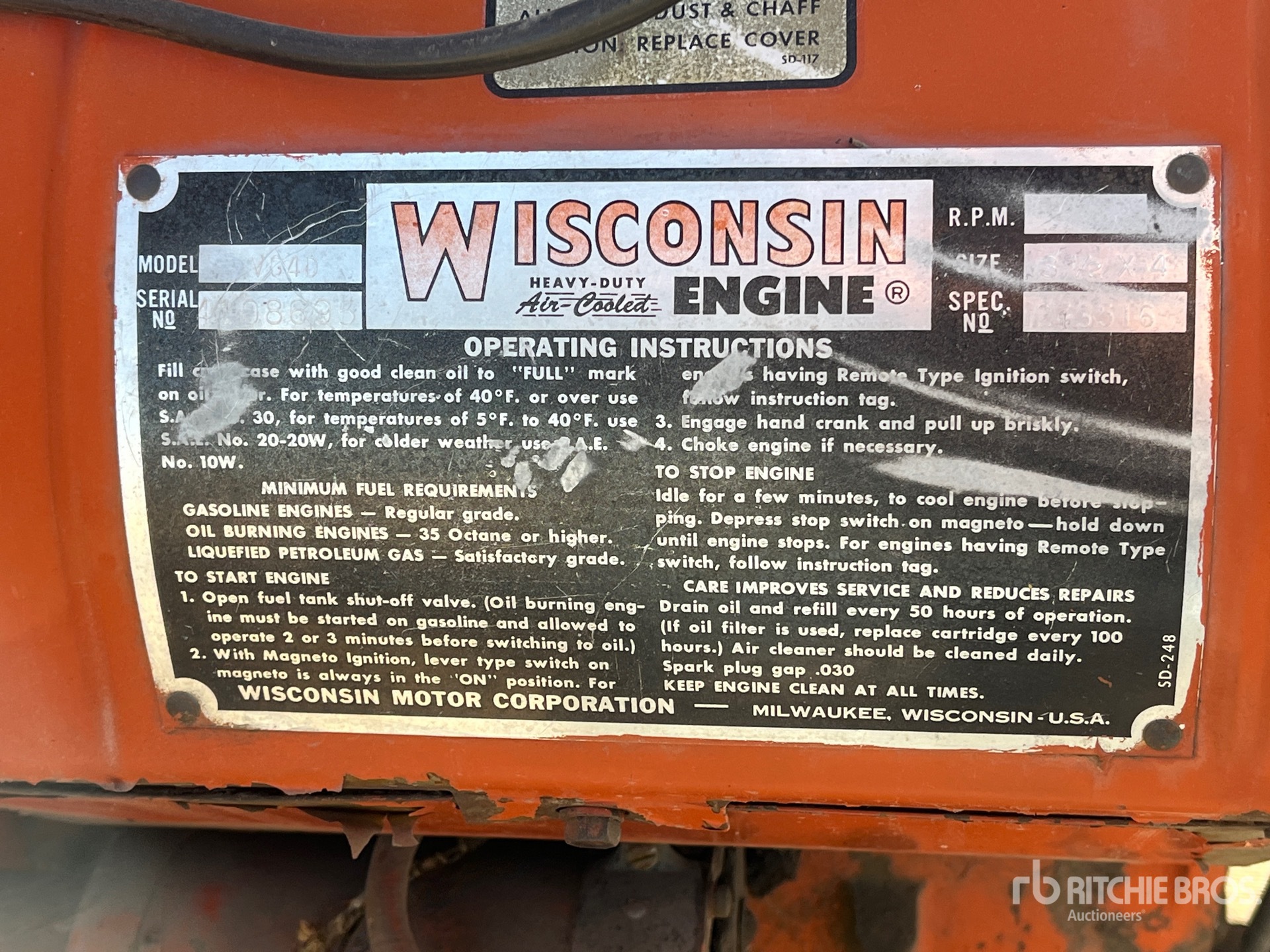 General Appearance with Serial Number / VIN