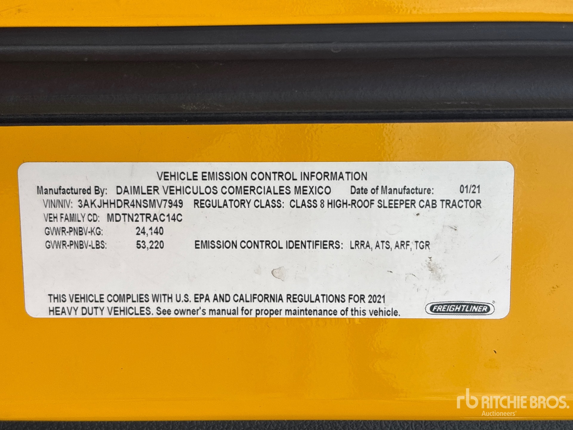 General Appearance with Serial Number / VIN