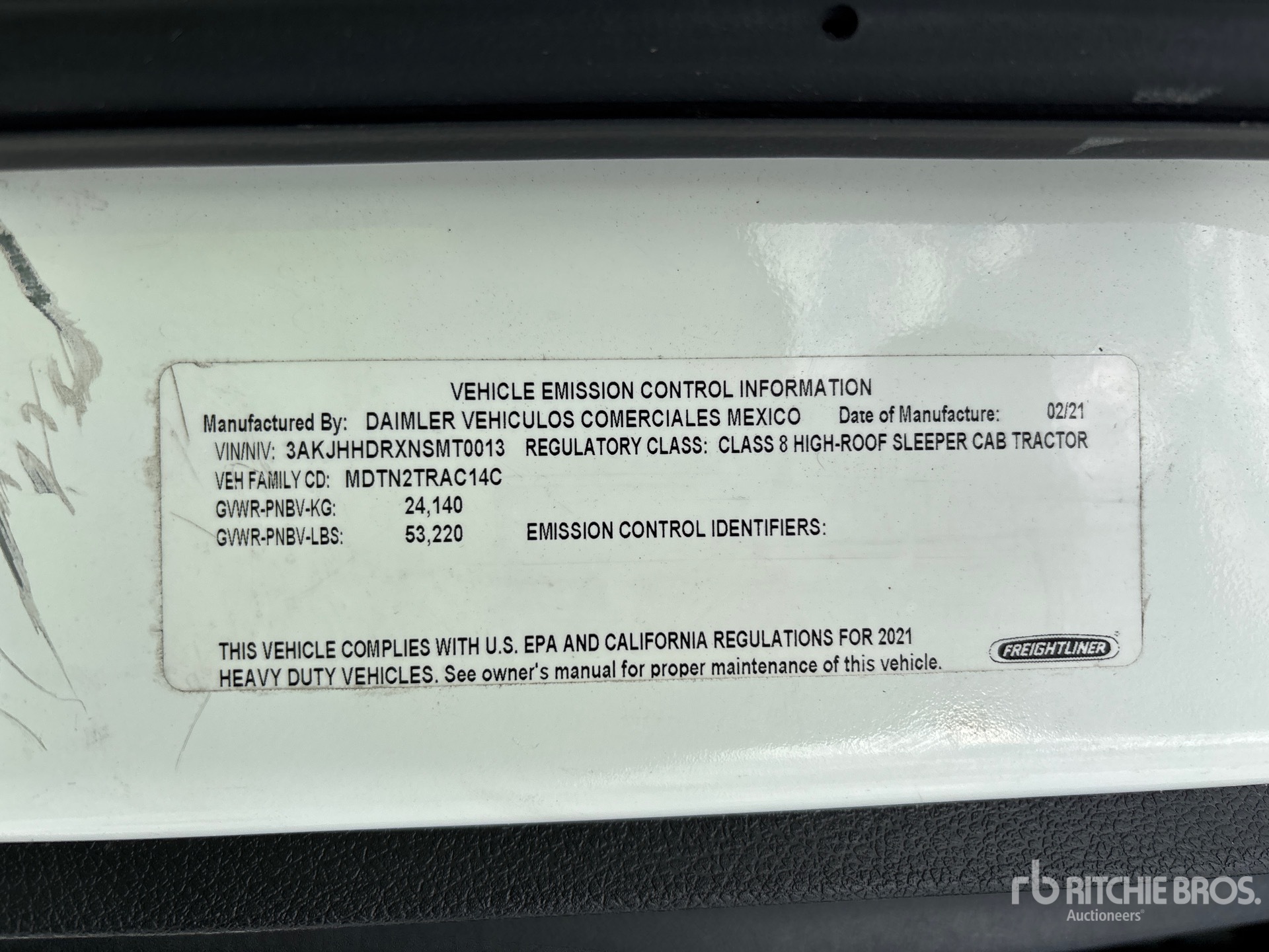 General Appearance with Serial Number / VIN