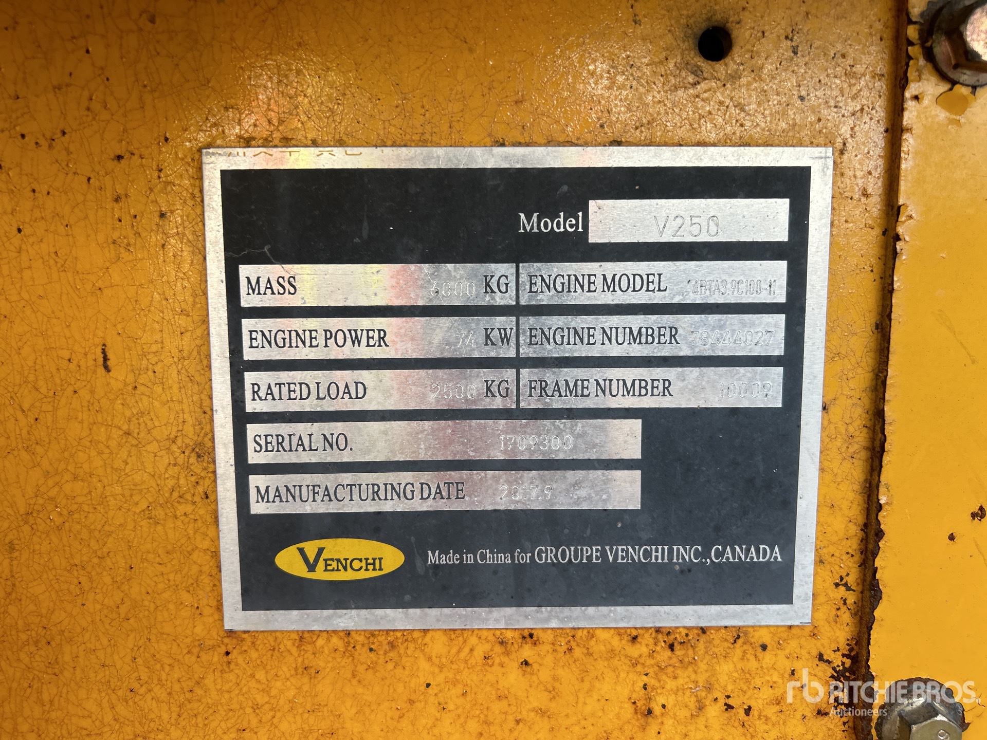 General Appearance with Serial Number / VIN