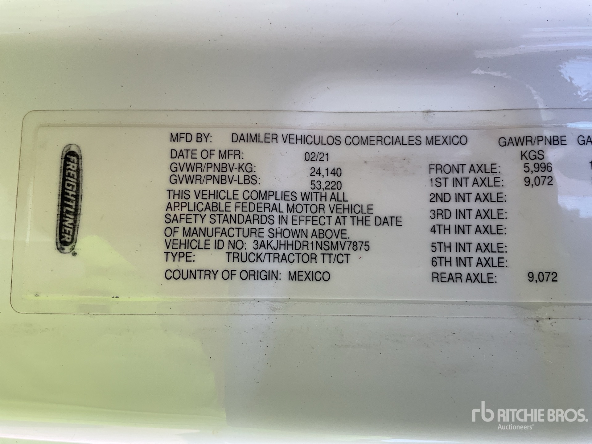 General Appearance with Serial Number / VIN