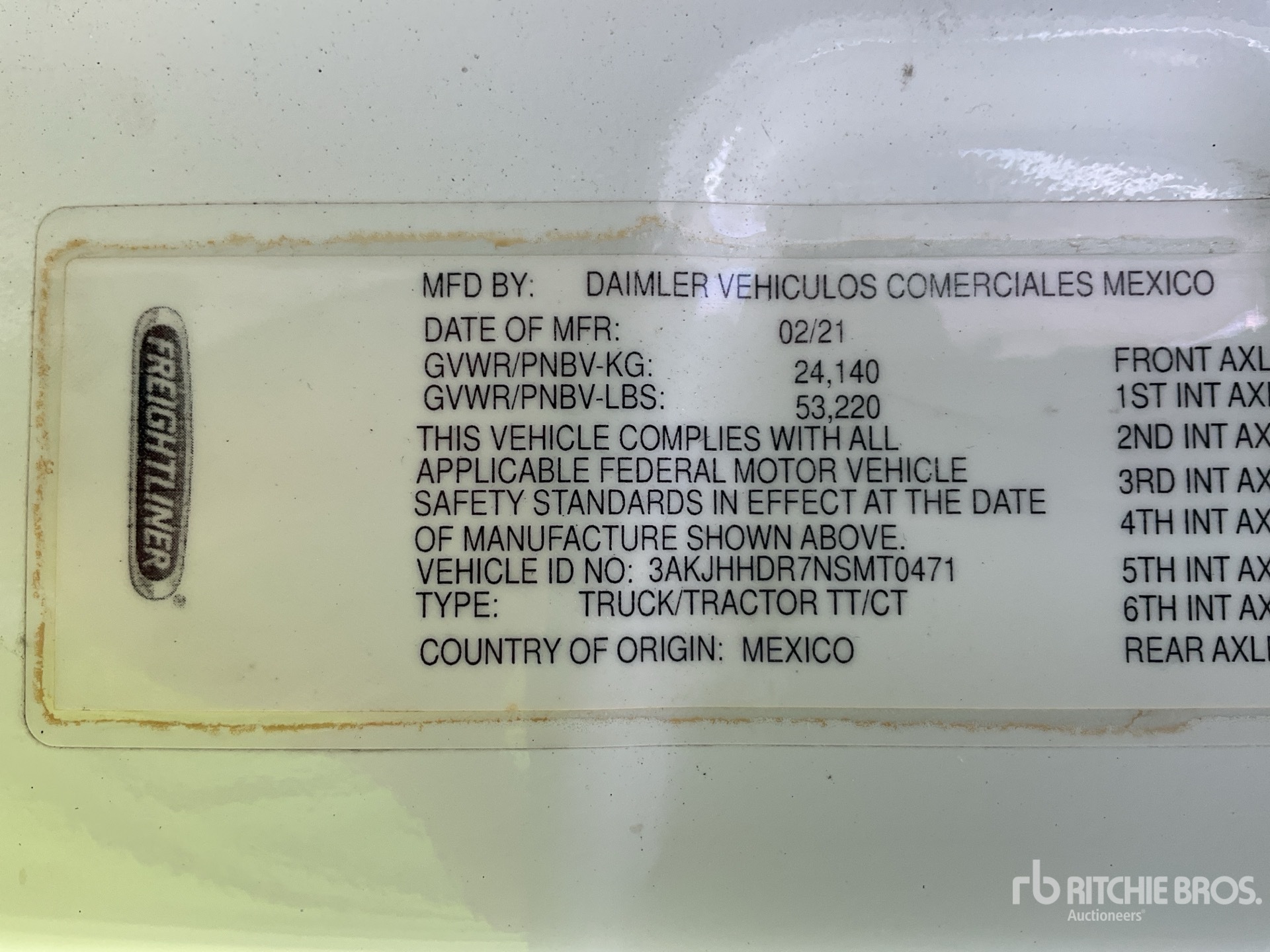 General Appearance with Serial Number / VIN