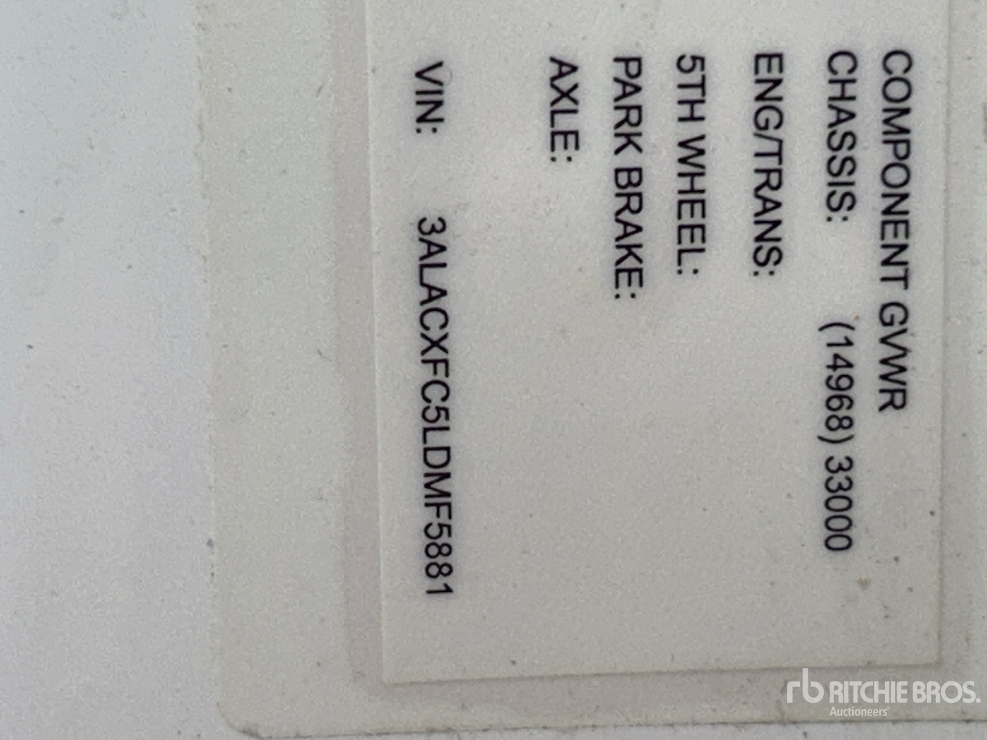 General Appearance with Serial Number / VIN
