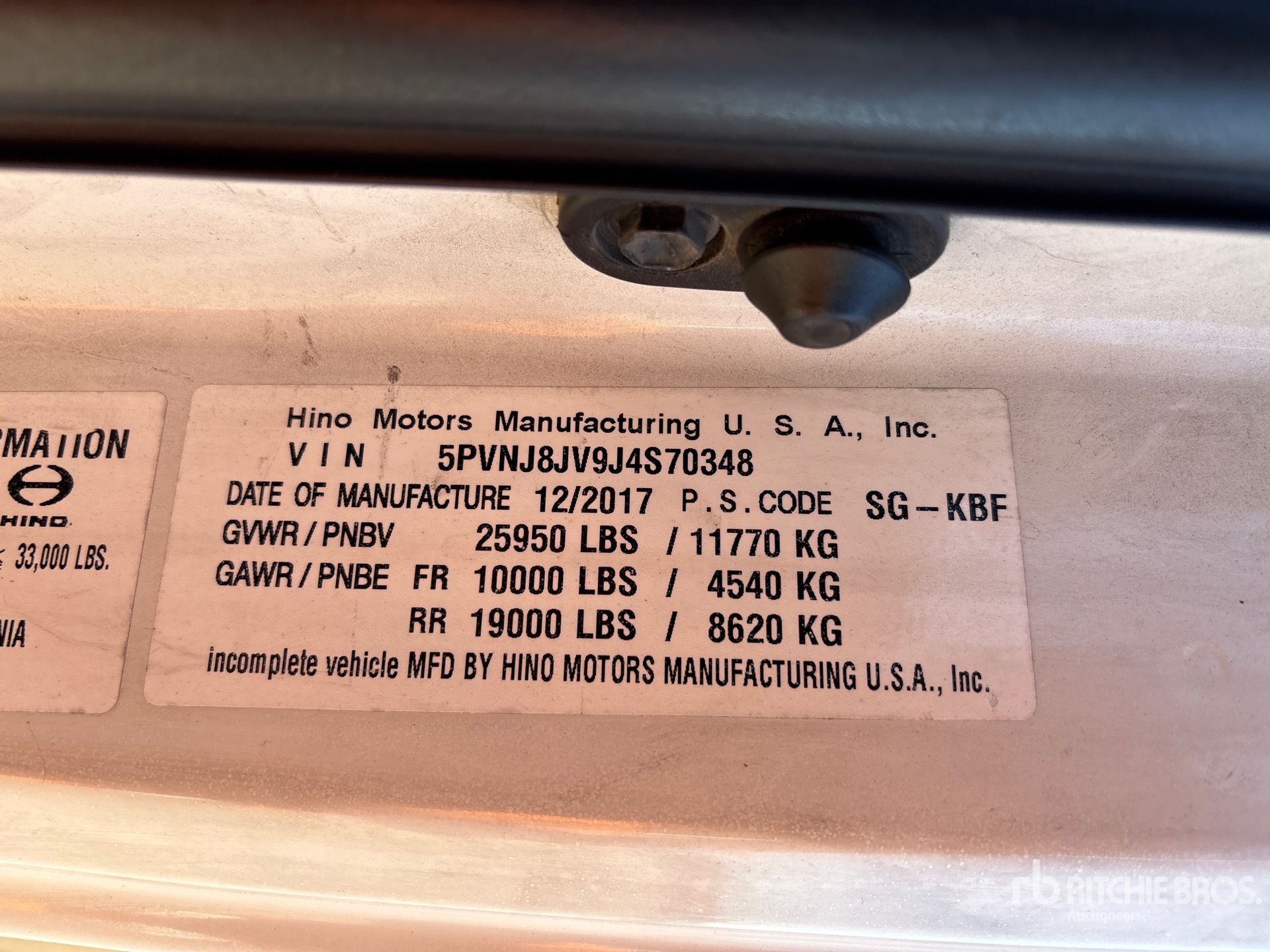 General Appearance with Serial Number / VIN