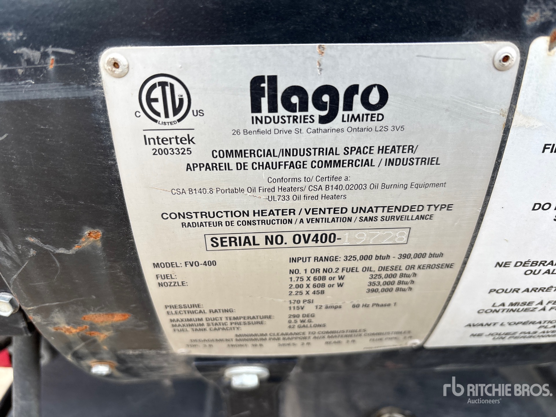 General Appearance with Serial Number / VIN