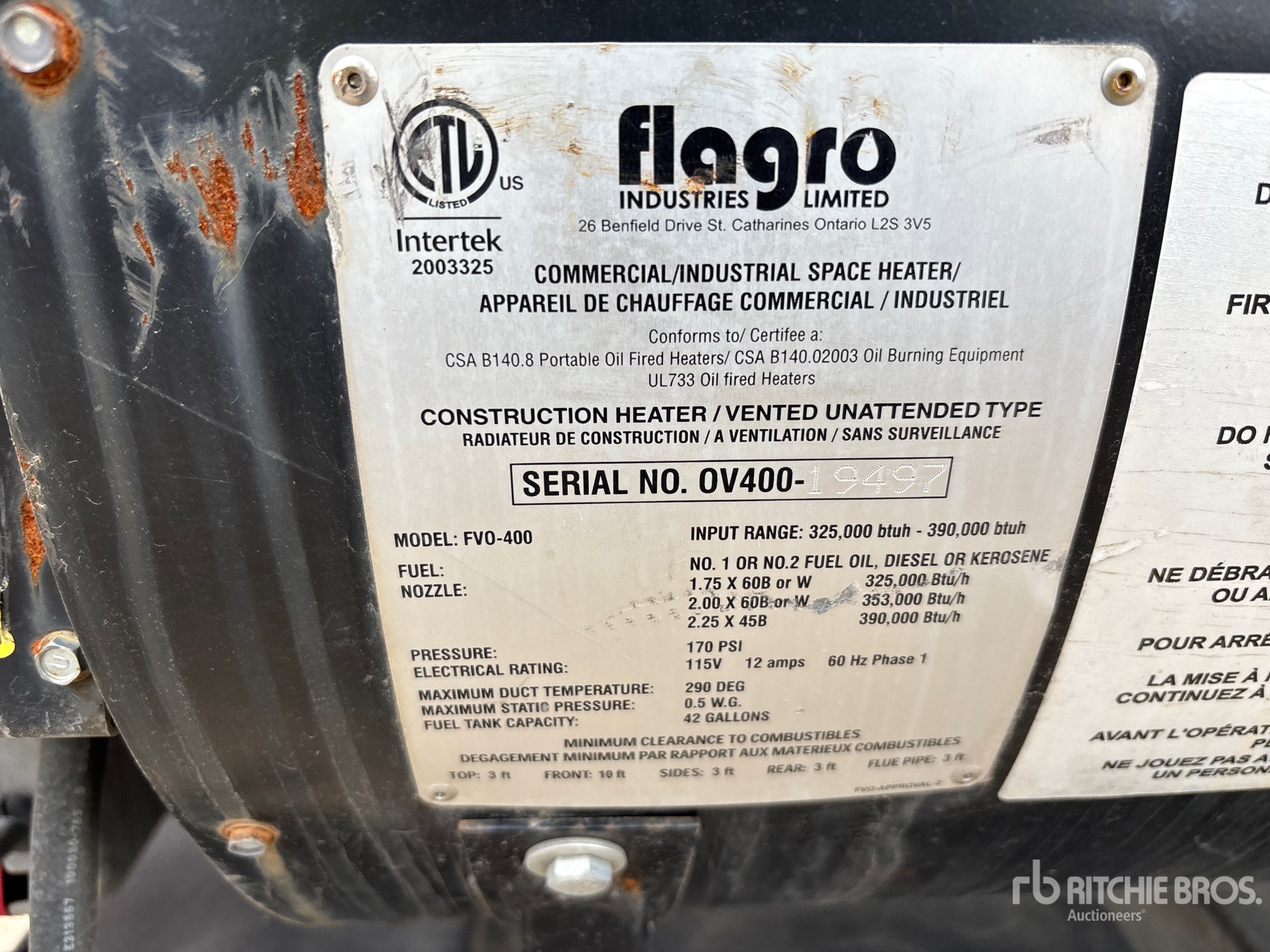 General Appearance with Serial Number / VIN