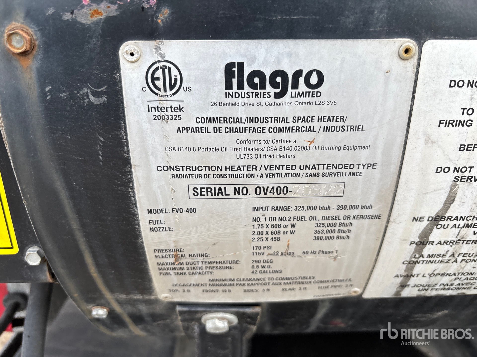 General Appearance with Serial Number / VIN