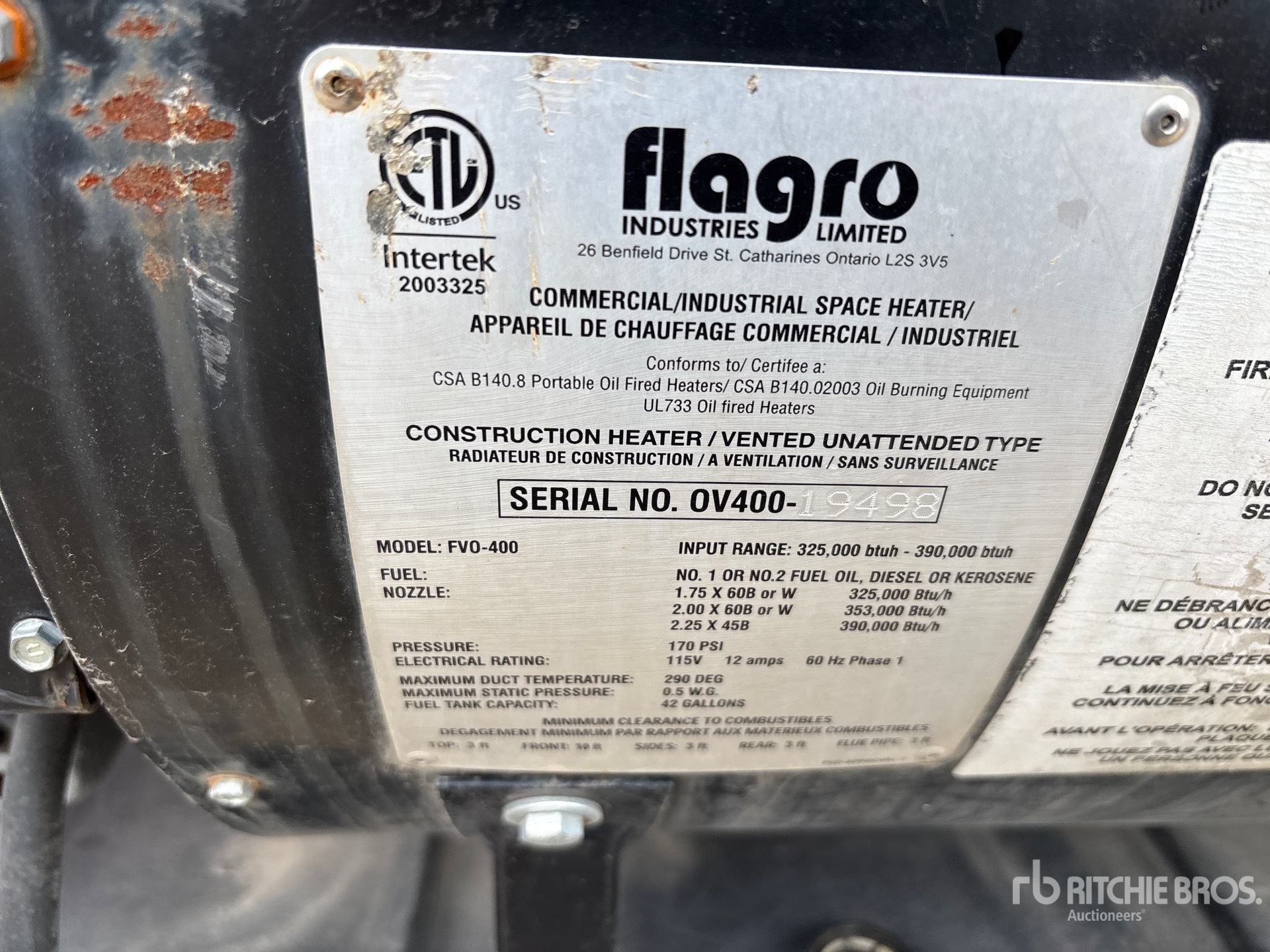 General Appearance with Serial Number / VIN