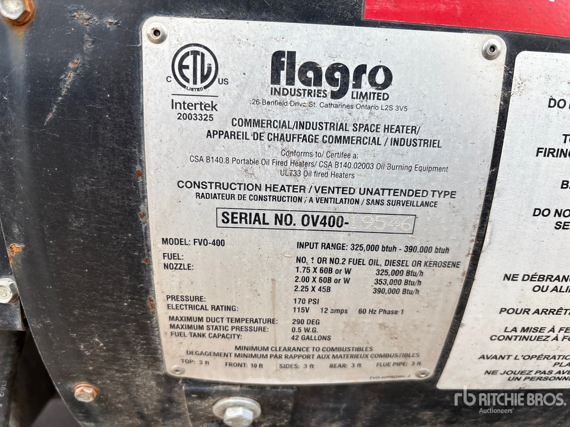 General Appearance with Serial Number / VIN