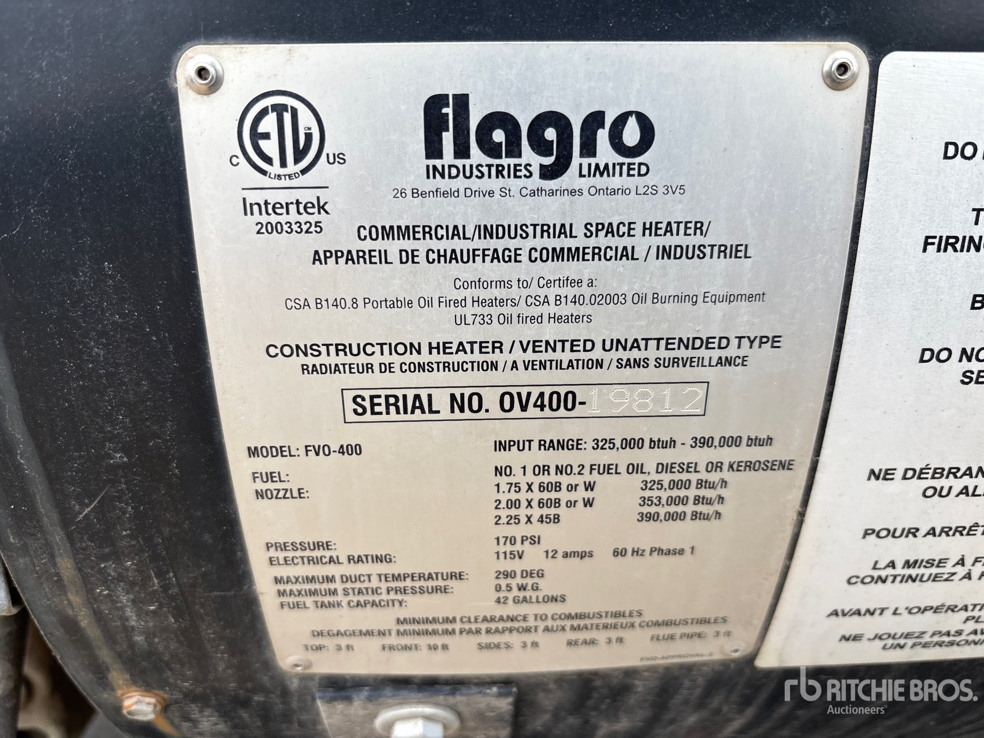 General Appearance with Serial Number / VIN