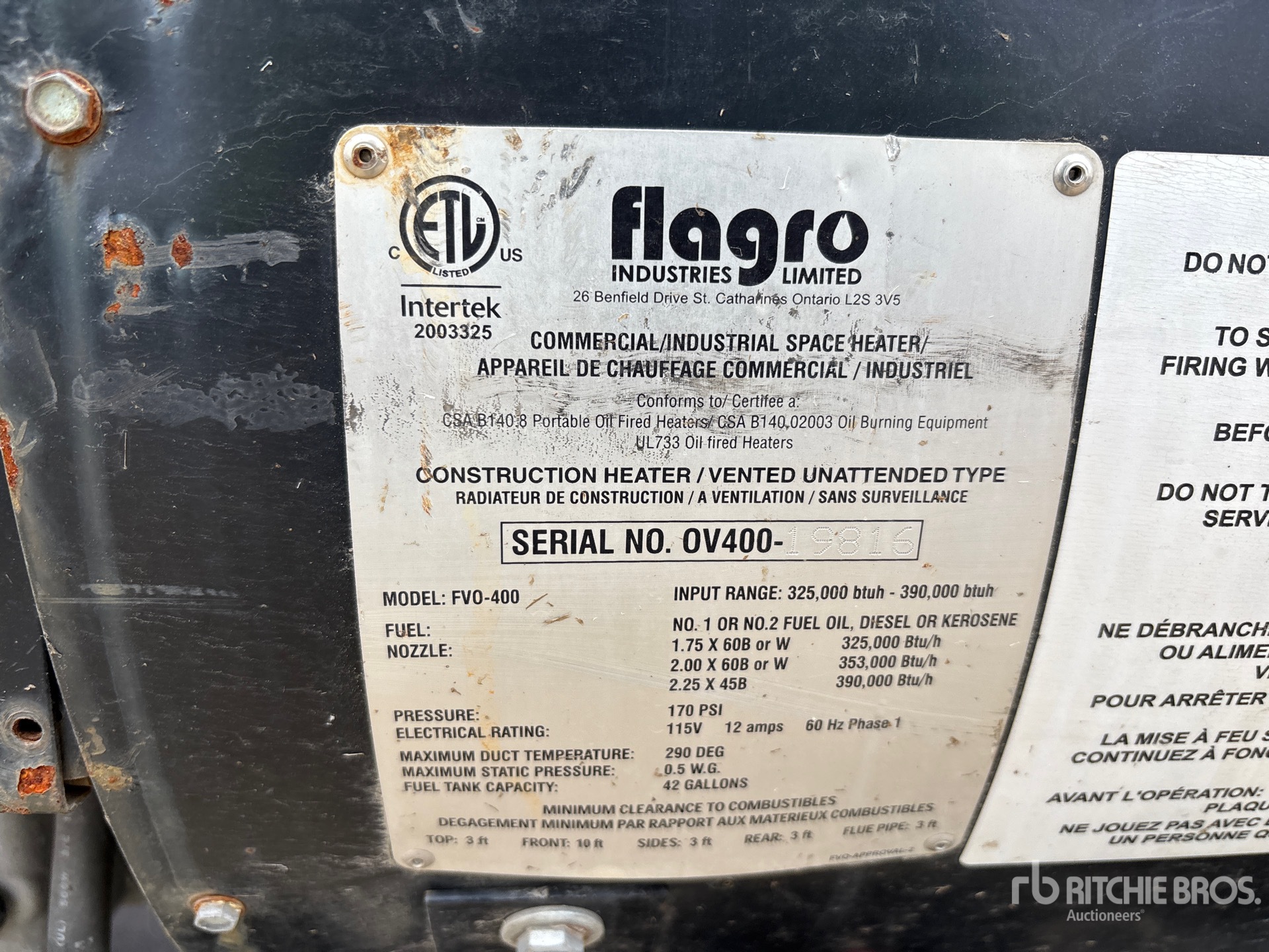 General Appearance with Serial Number / VIN