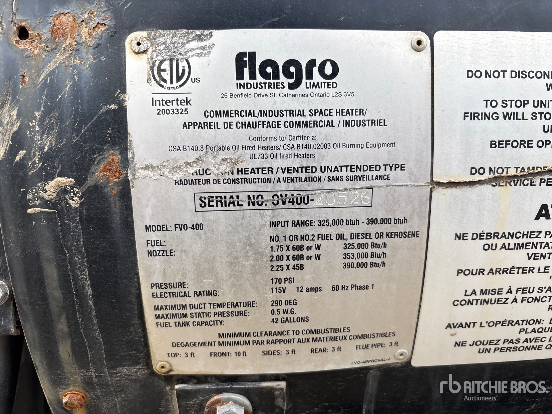 General Appearance with Serial Number / VIN