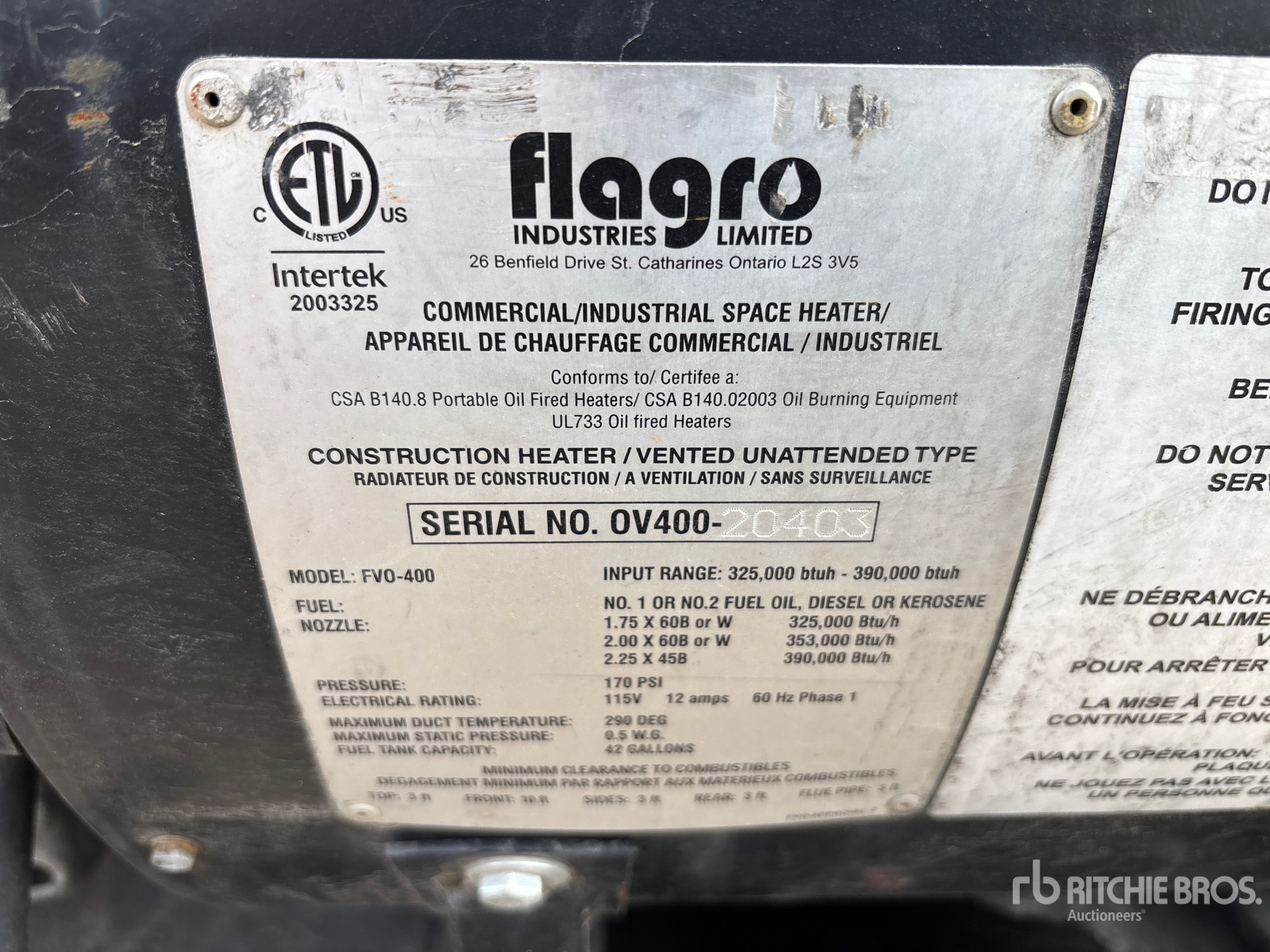 General Appearance with Serial Number / VIN