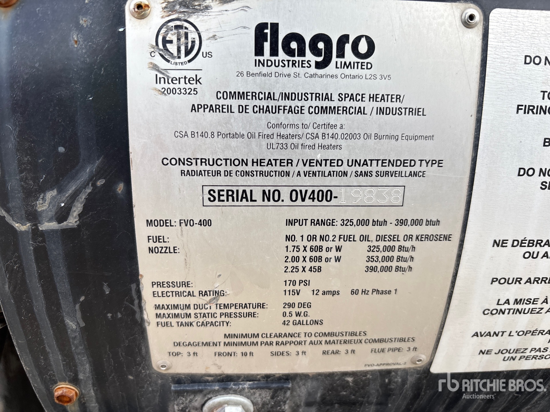 General Appearance with Serial Number / VIN