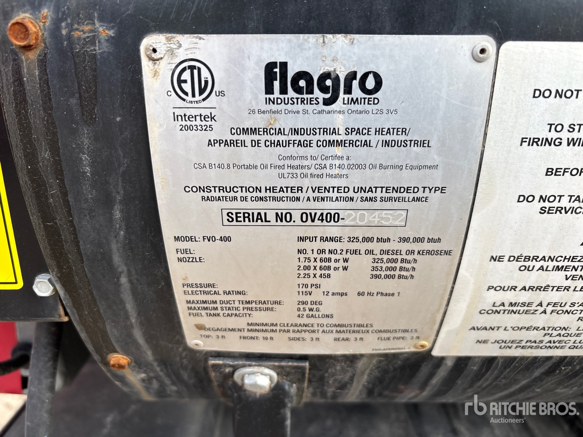 General Appearance with Serial Number / VIN