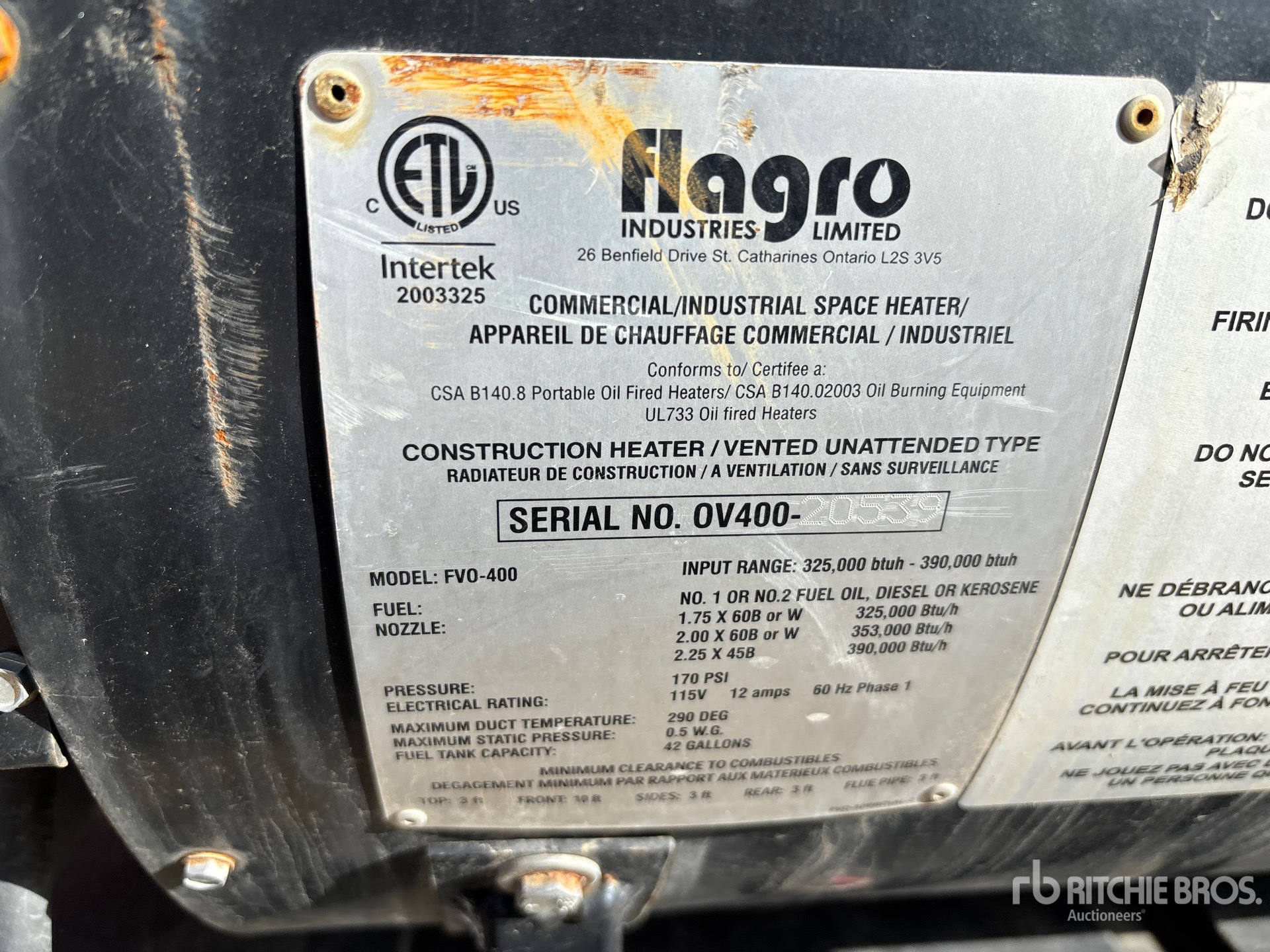 General Appearance with Serial Number / VIN