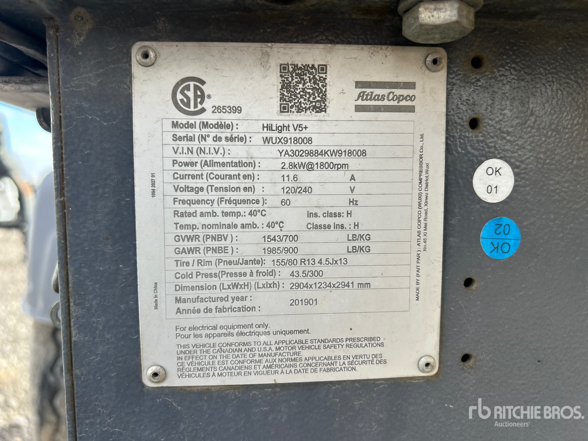 General Appearance with Serial Number / VIN