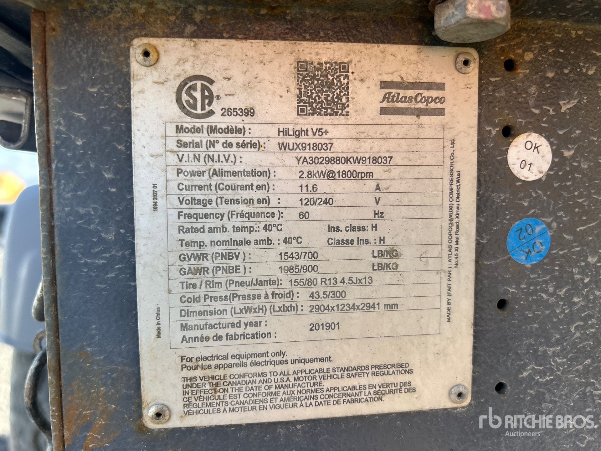 General Appearance with Serial Number / VIN