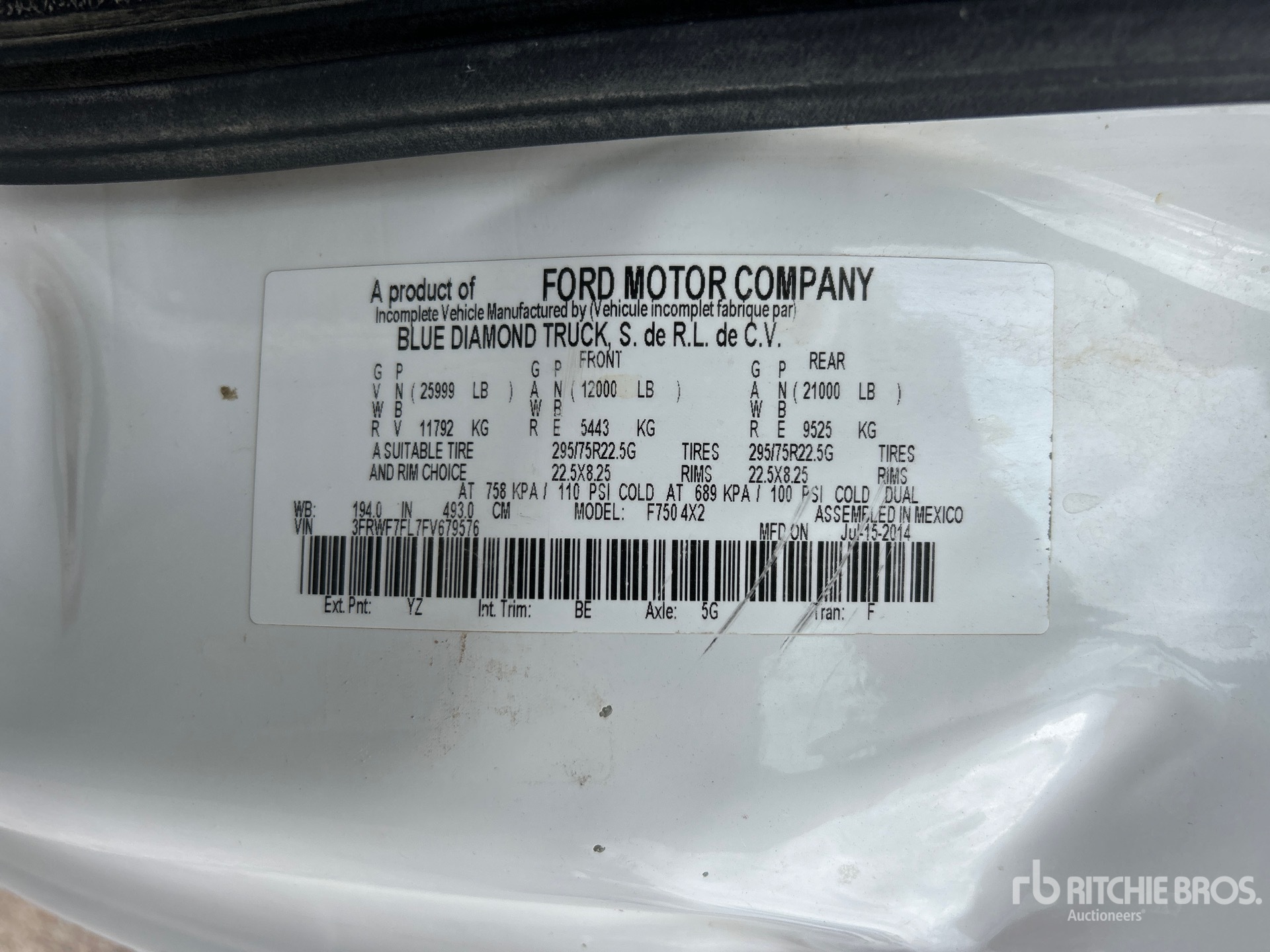General Appearance with Serial Number / VIN
