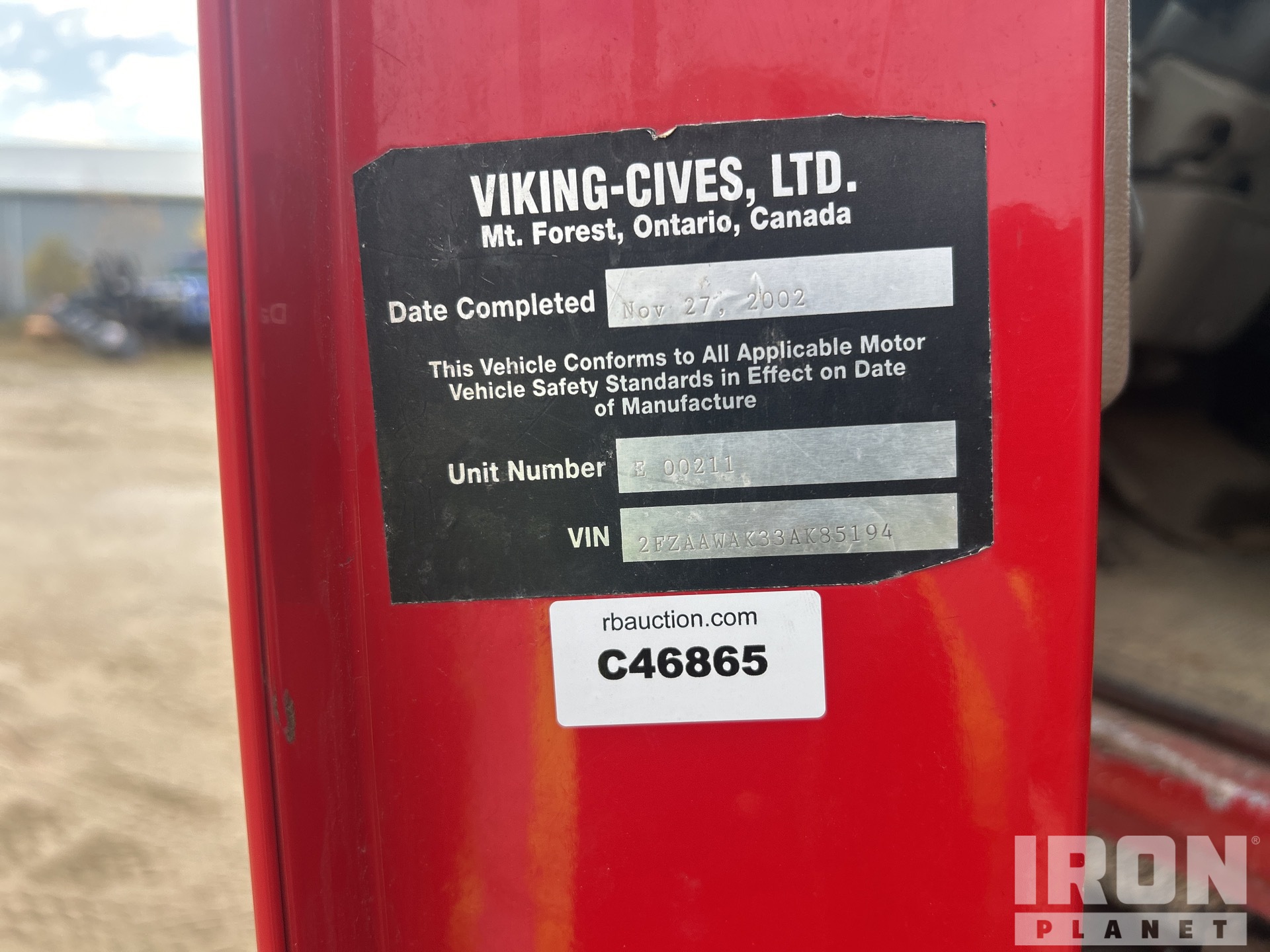 General Appearance with Serial Number / VIN