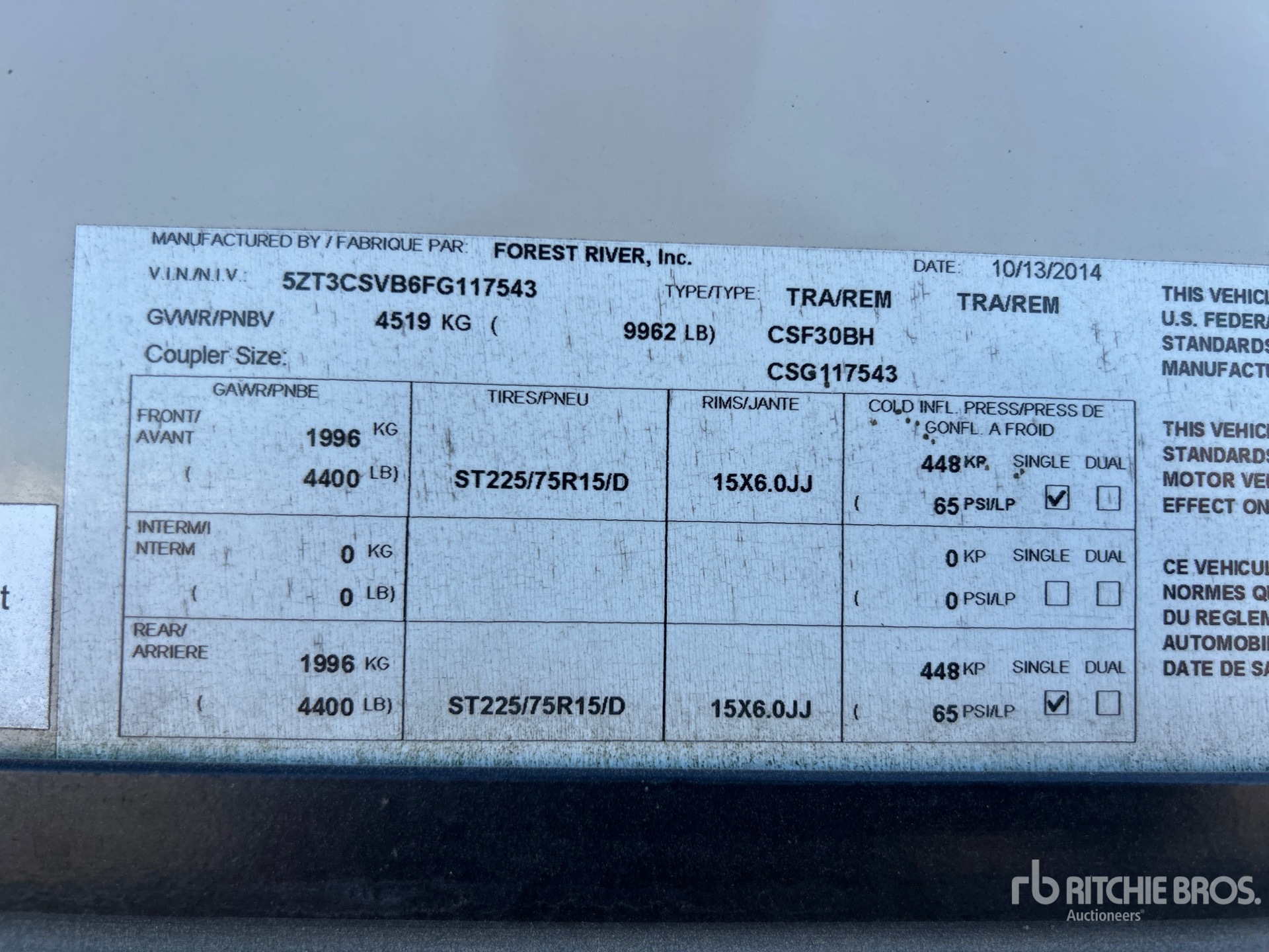 General Appearance with Serial Number / VIN