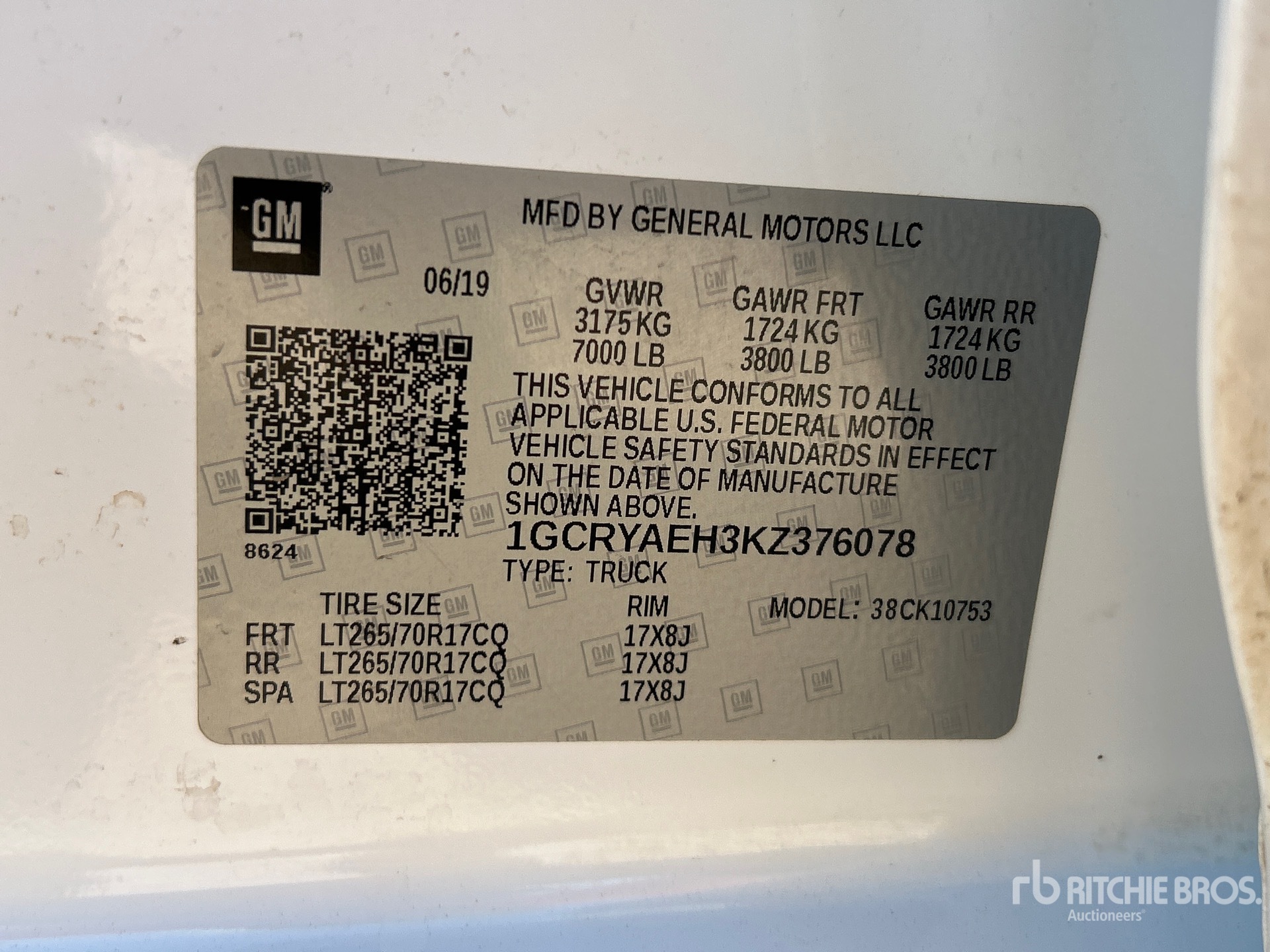 General Appearance with Serial Number / VIN