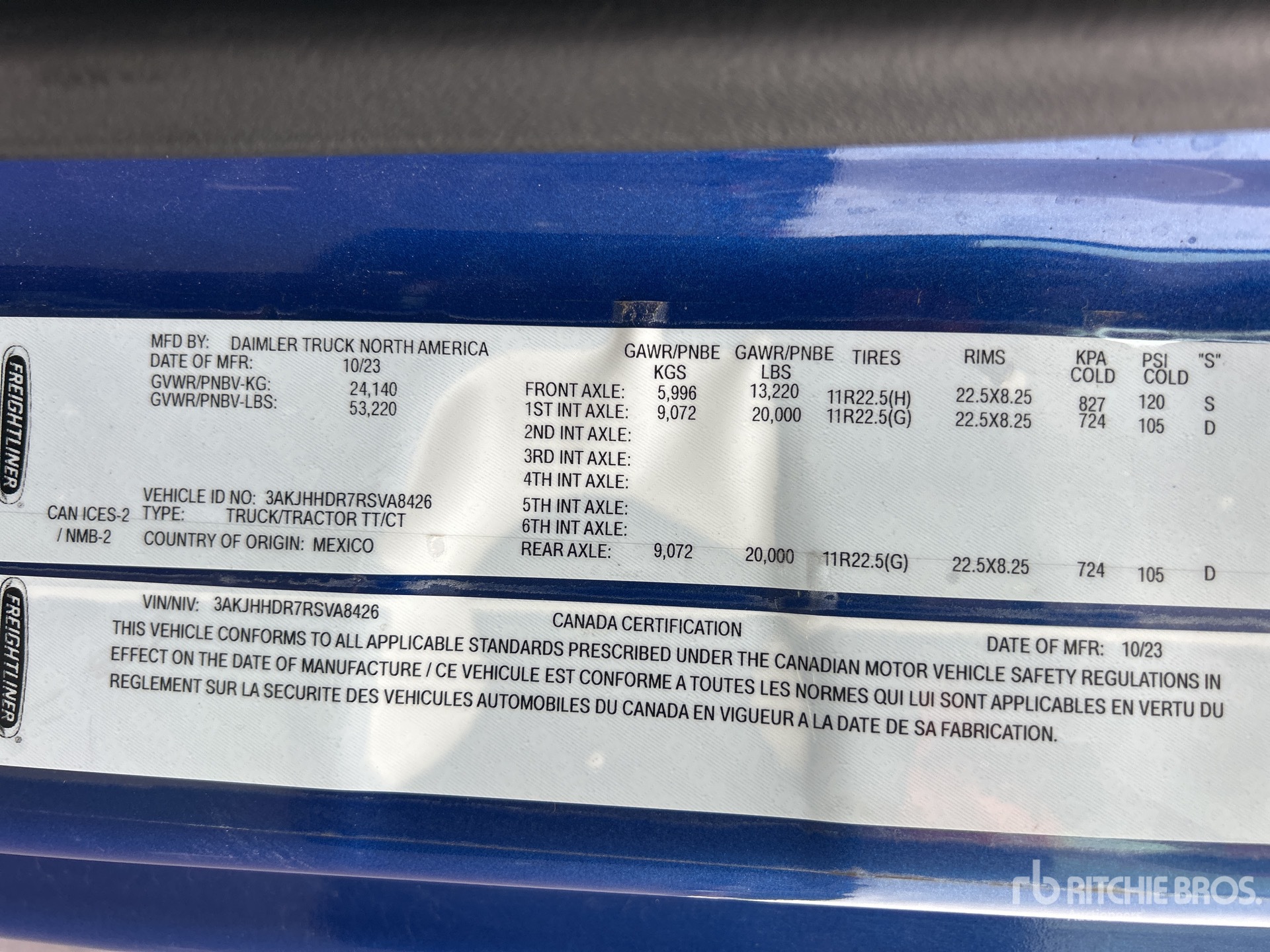 General Appearance with Serial Number / VIN