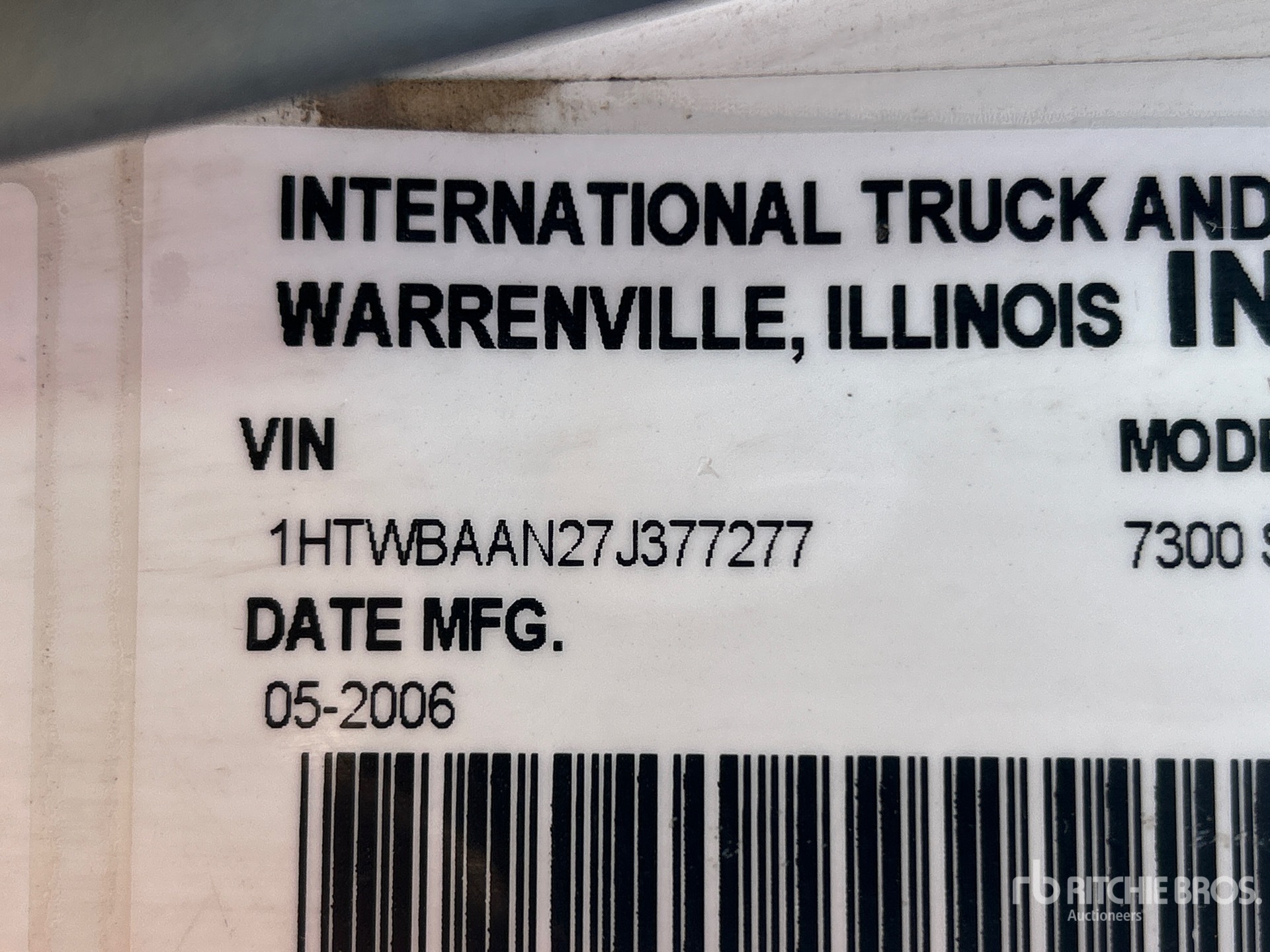 General Appearance with Serial Number / VIN