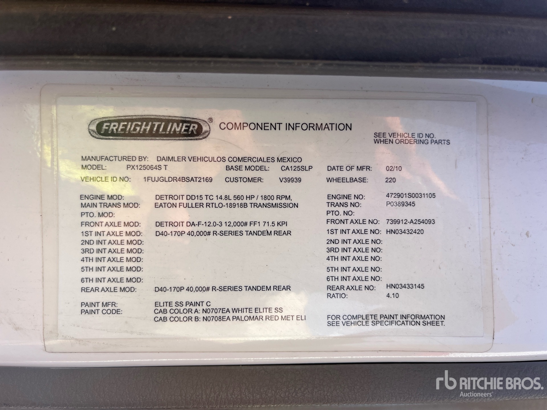 General Appearance with Serial Number / VIN