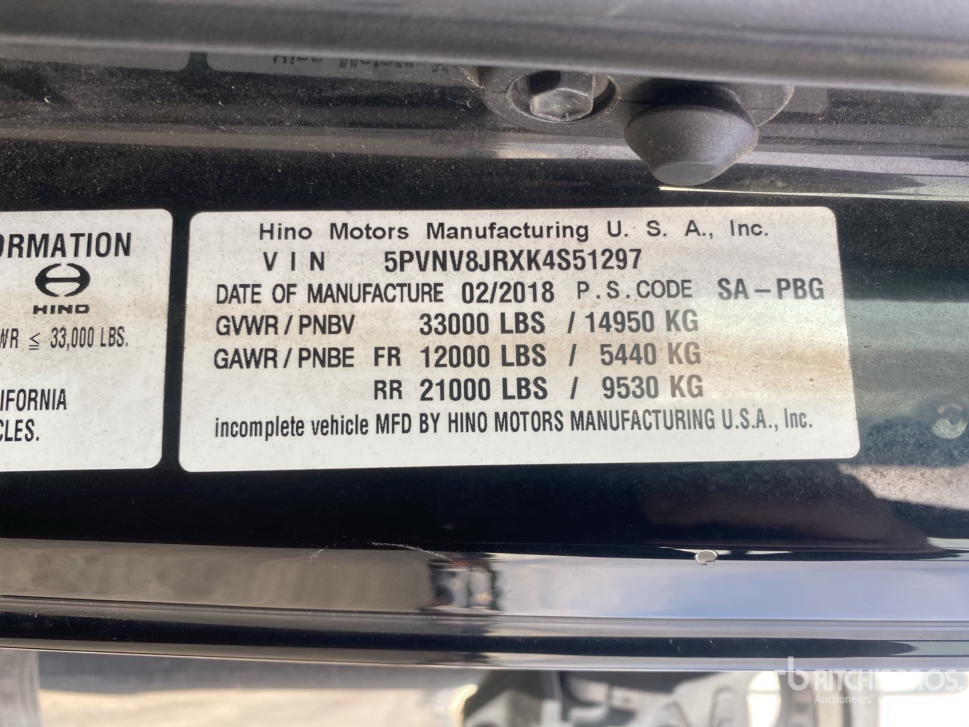 General Appearance with Serial Number / VIN