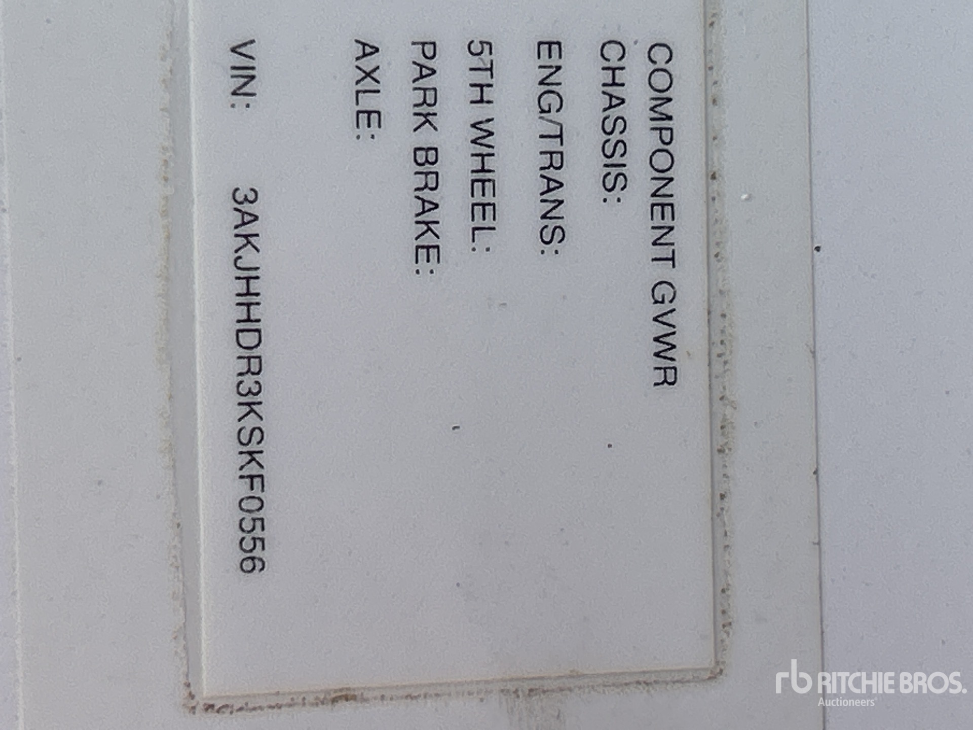 General Appearance with Serial Number / VIN