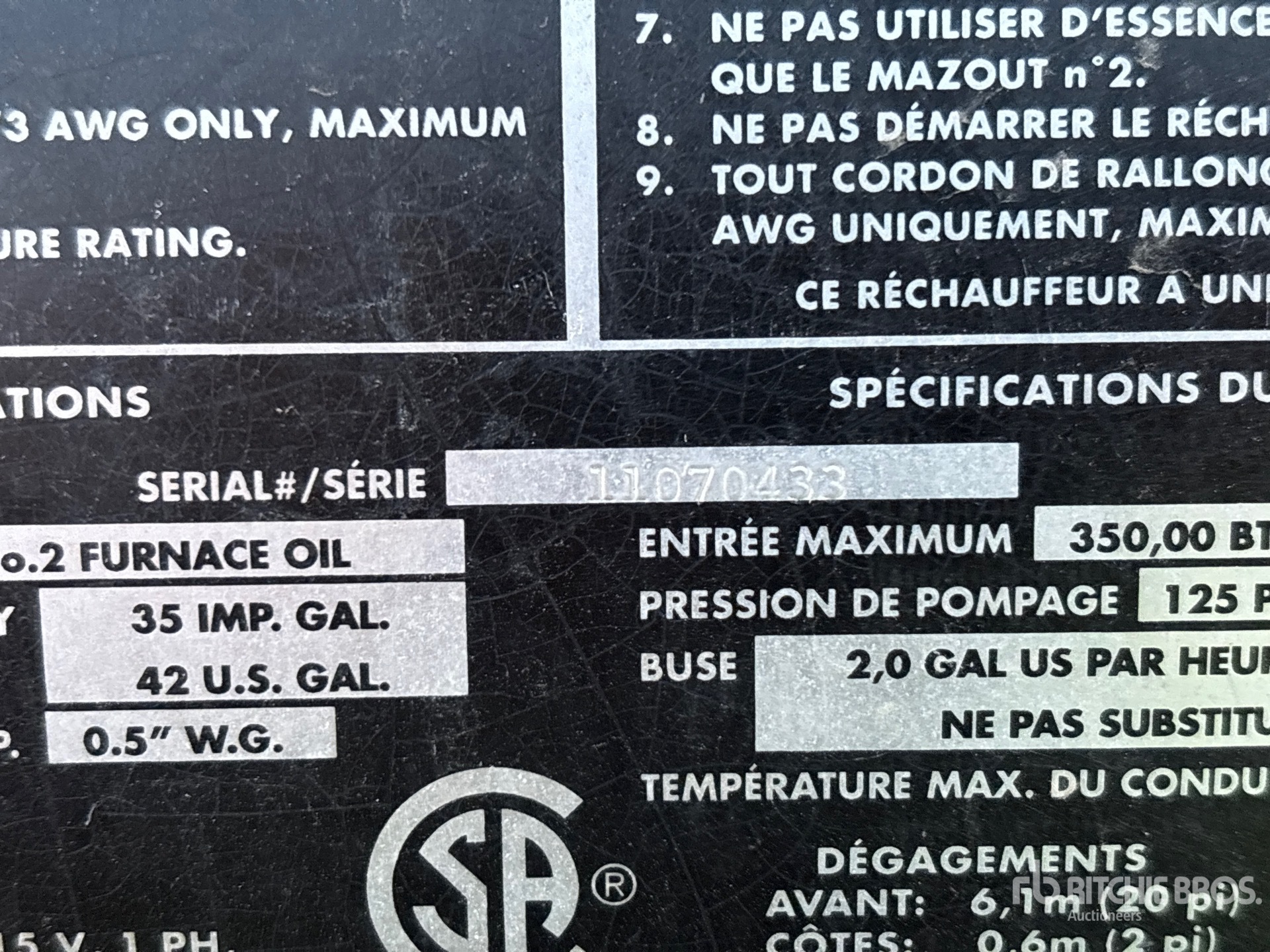 General Appearance with Serial Number / VIN