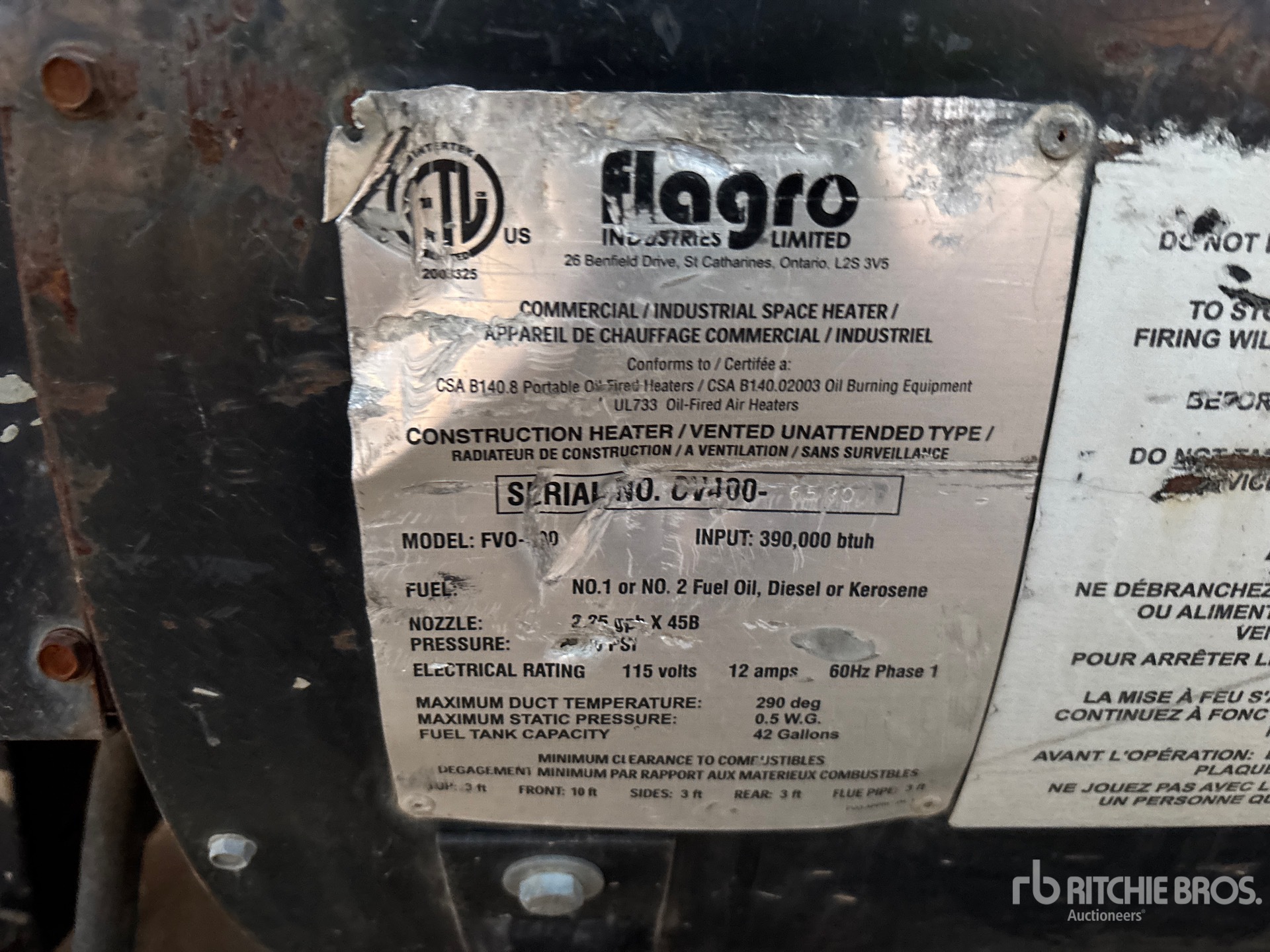 General Appearance with Serial Number / VIN