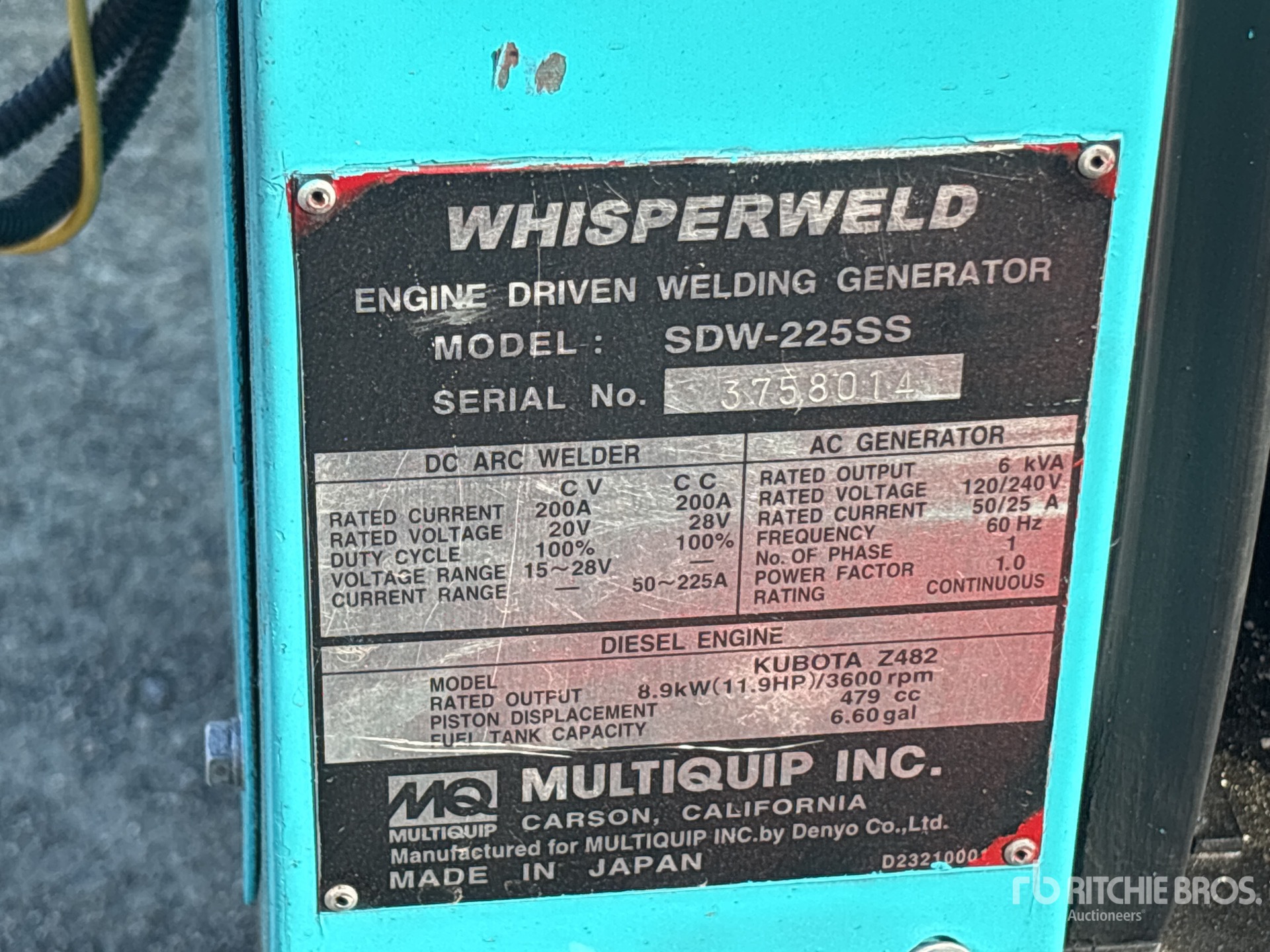 General Appearance with Serial Number / VIN