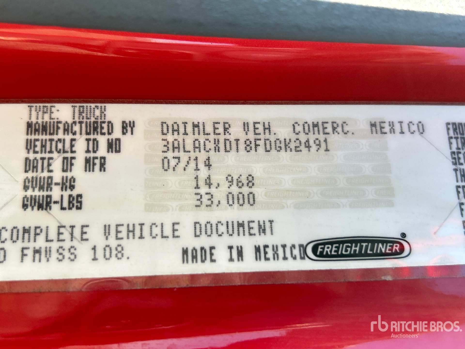 General Appearance with Serial Number / VIN