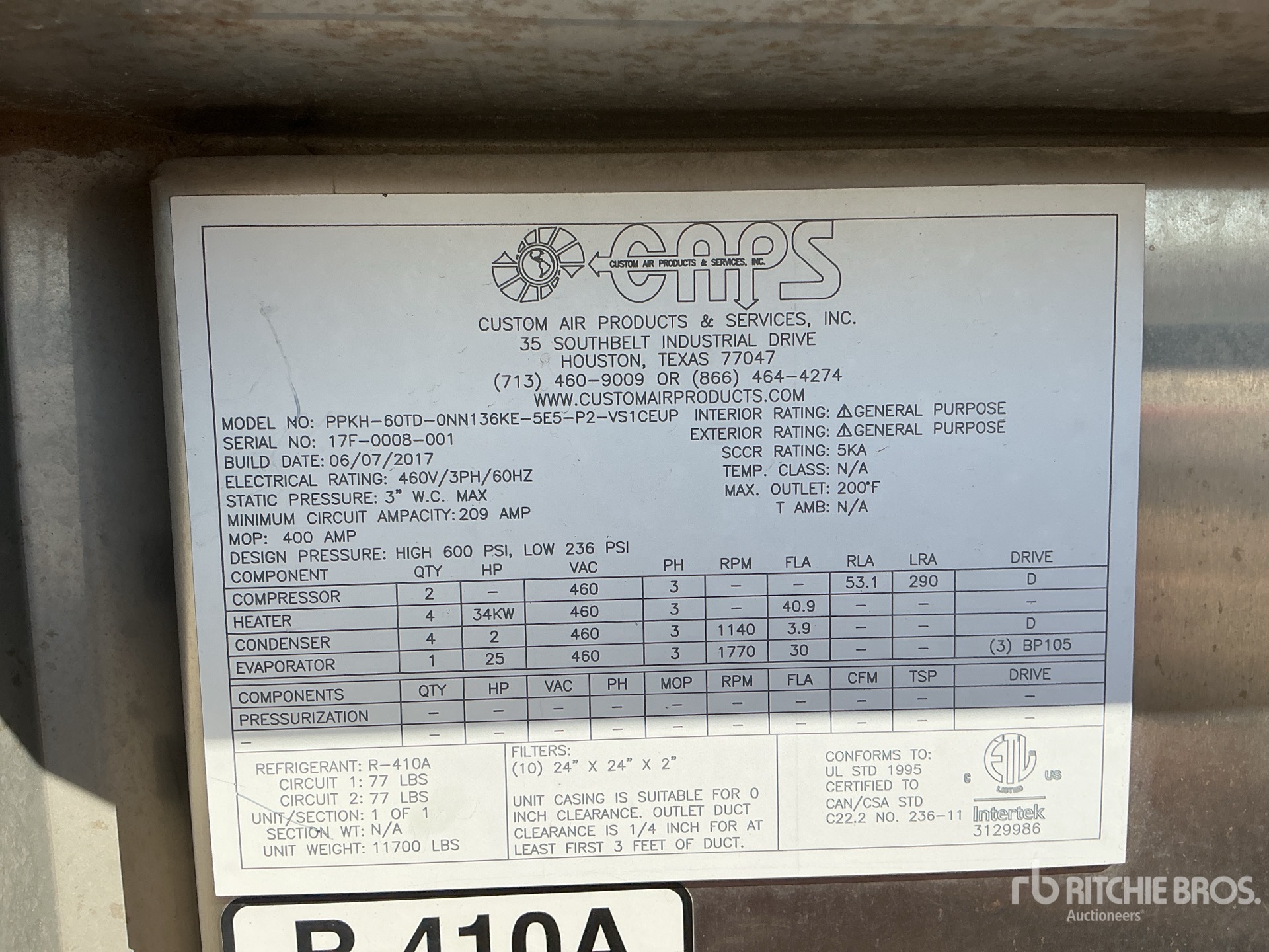 General Appearance with Serial Number / VIN